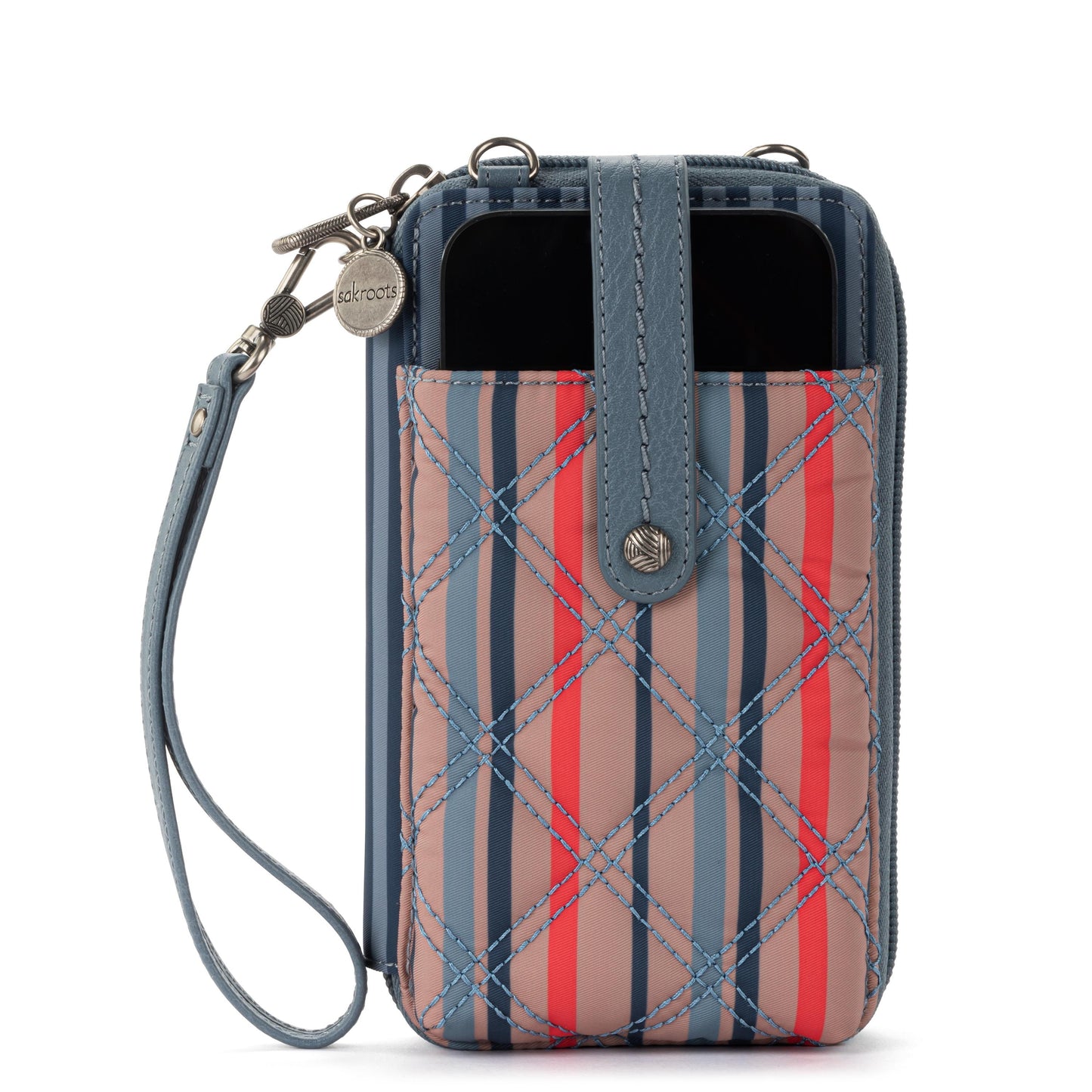Sakroots Salinas Smartphone Crossbody EcoTwill - |Vintage Multi Stripe Diamond Quilted|