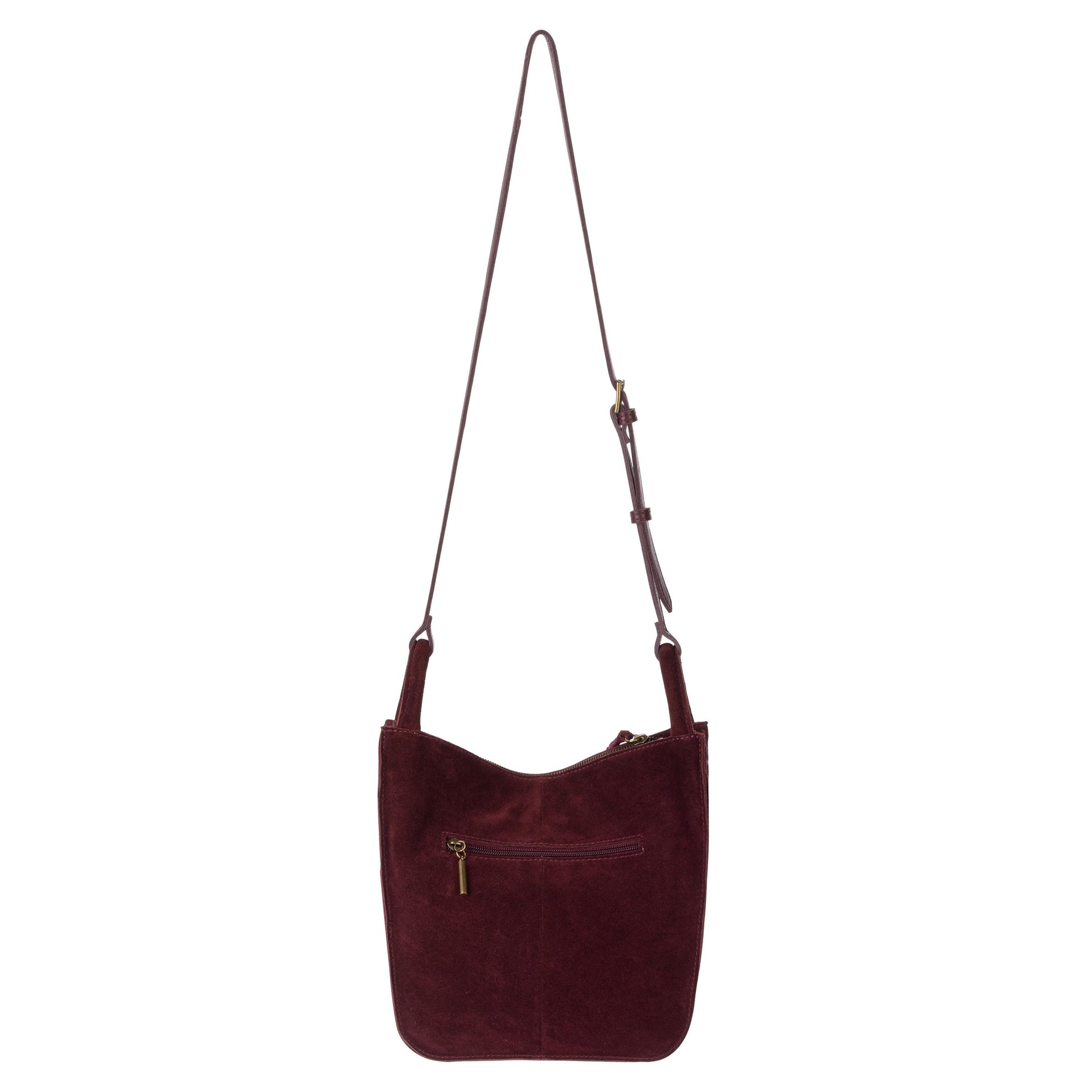 The Sak Los Feliz Slouchy Crossbody Leather - Black Cherry Suede