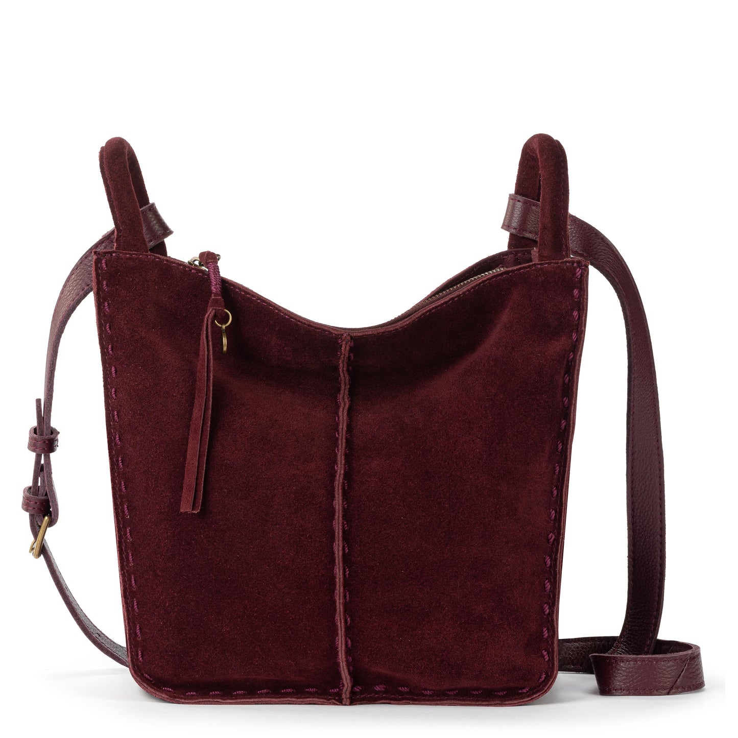 The Sak Los Feliz Slouchy Crossbody Leather - Black Cherry Suede