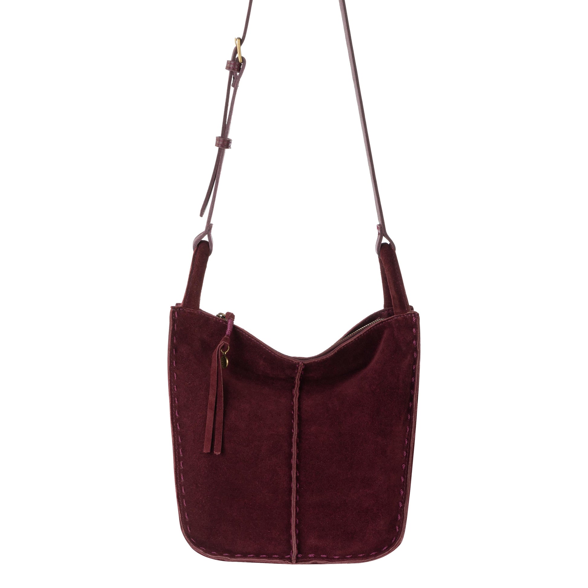 The Sak Los Feliz Slouchy Crossbody Leather - Black Cherry Suede