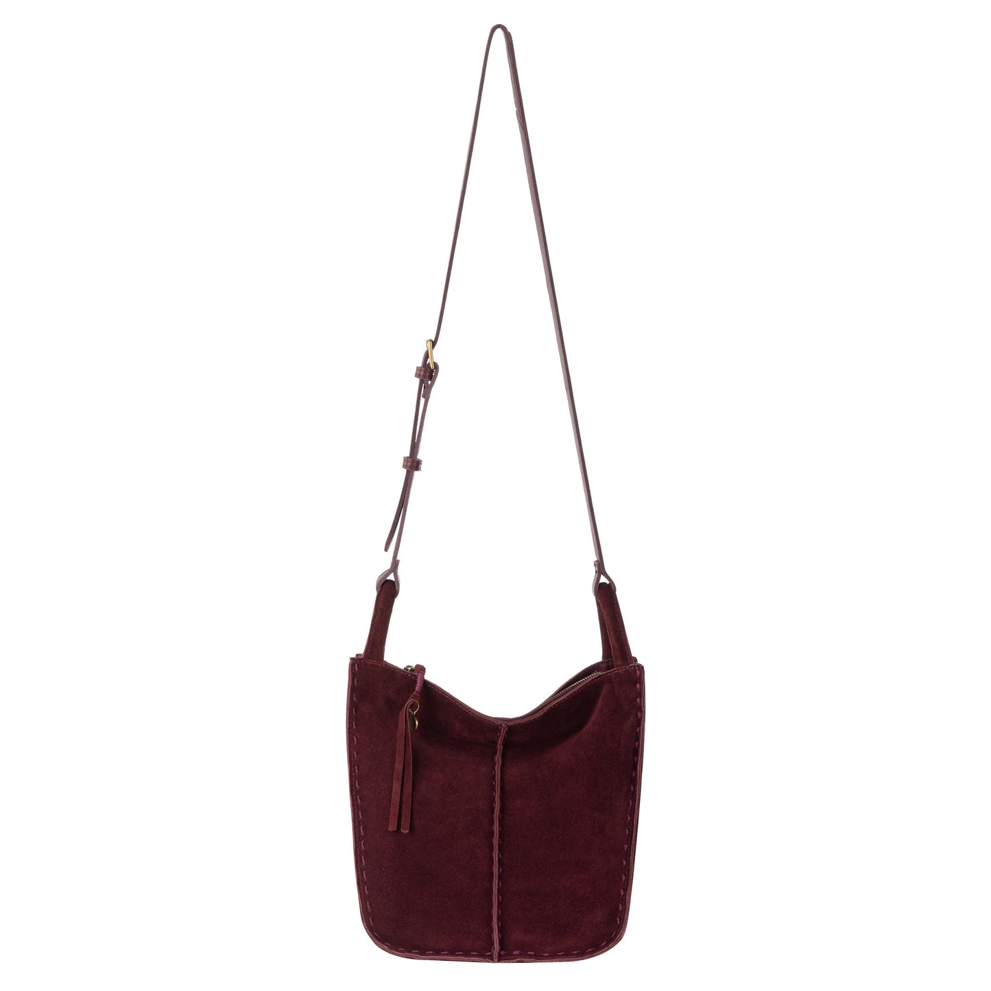 The Sak Los Feliz Slouchy Crossbody Leather - Black Cherry Suede