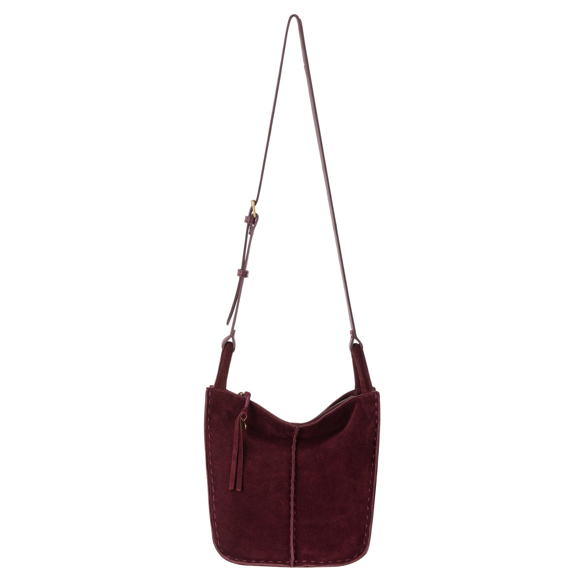 The Sak Los Feliz Slouchy Crossbody Leather - Black Cherry Suede