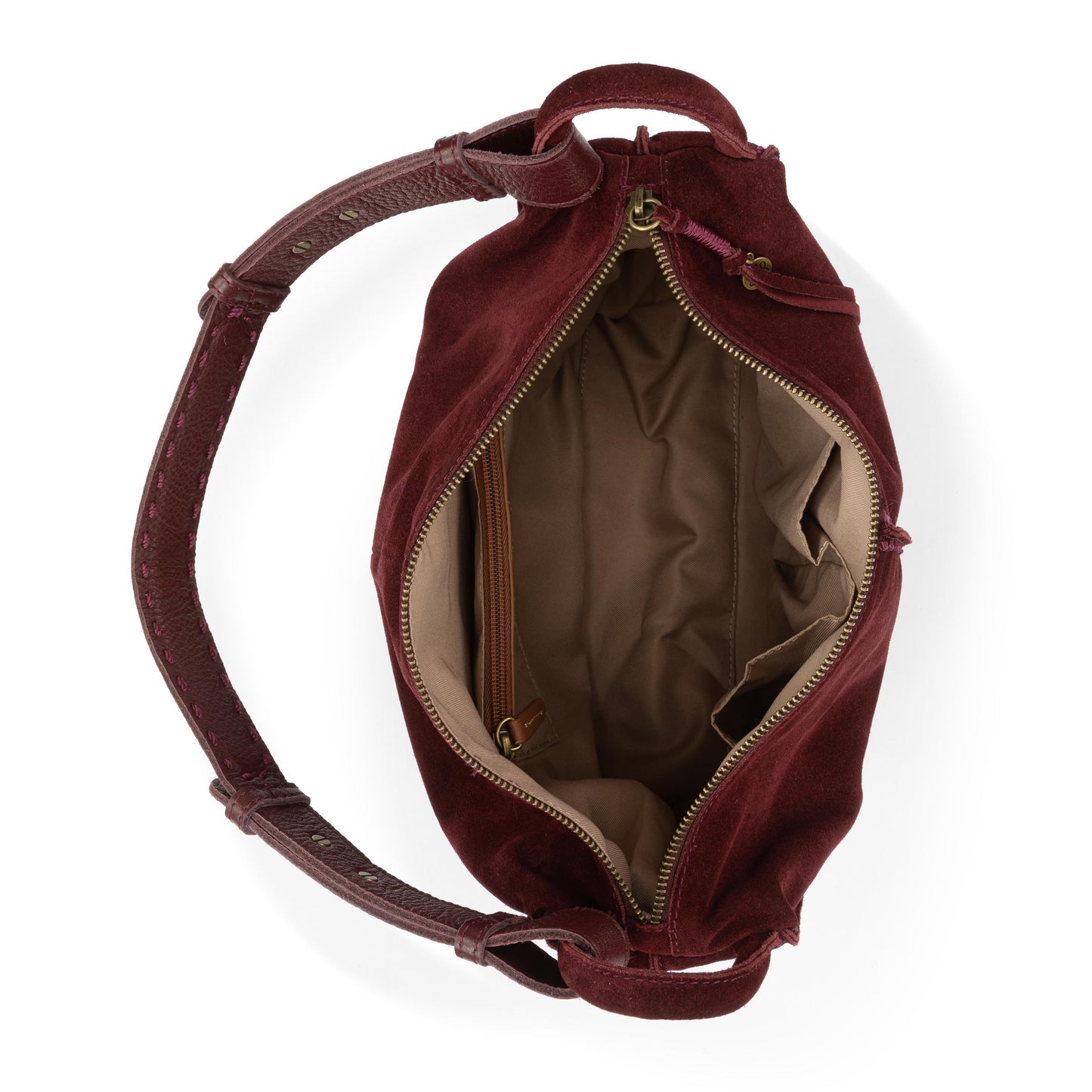 The Sak Los Feliz Slouchy Hobo Leather - Black Cherry Suede