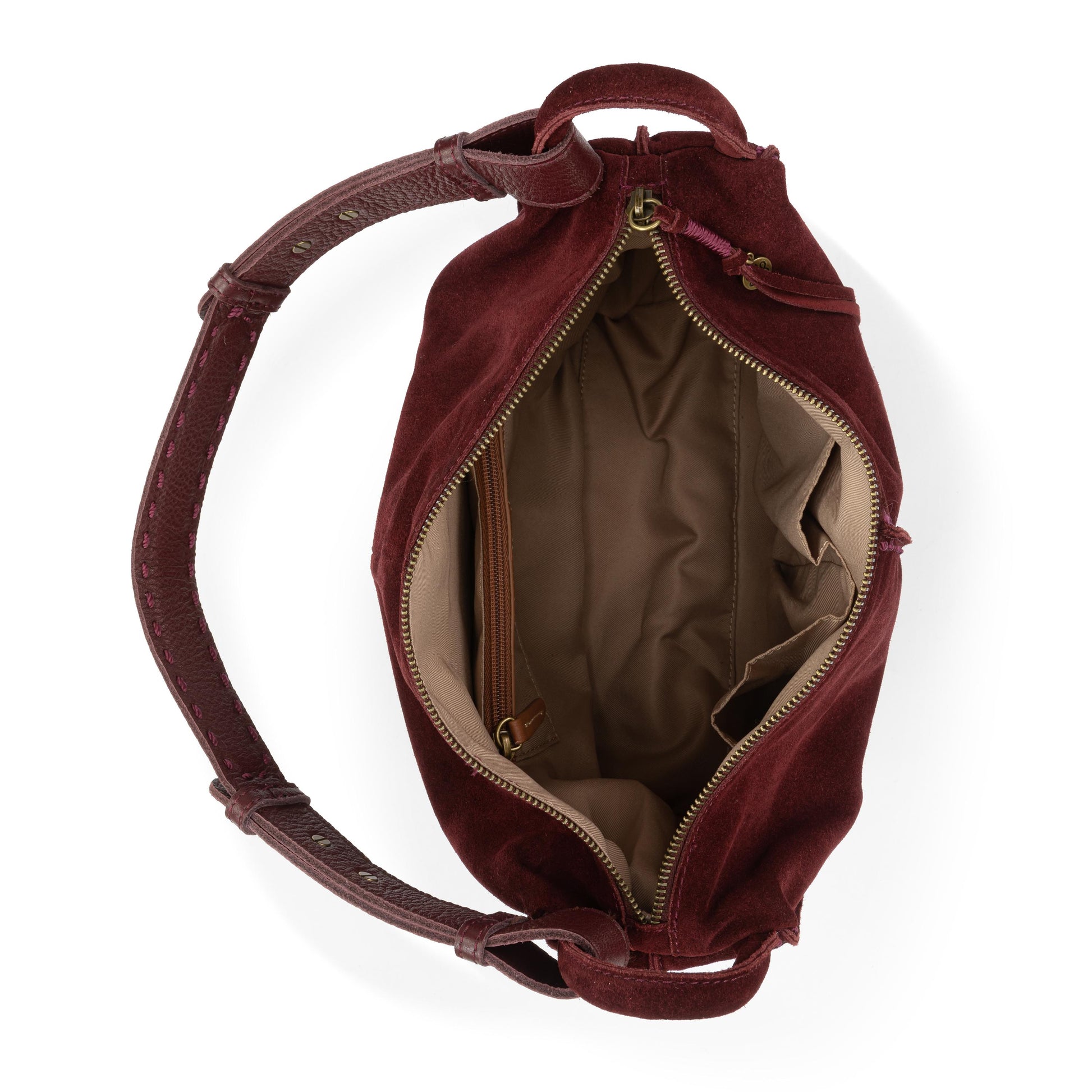 The Sak Los Feliz Slouchy Hobo Leather - Black Cherry Suede