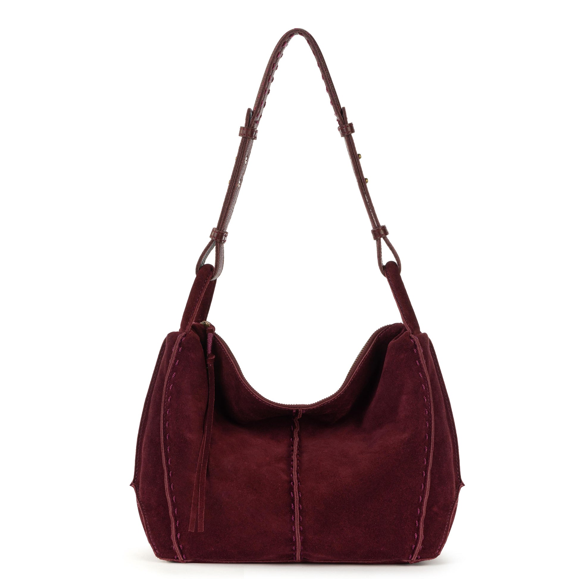 The Sak Los Feliz Slouchy Hobo Leather - Black Cherry Suede