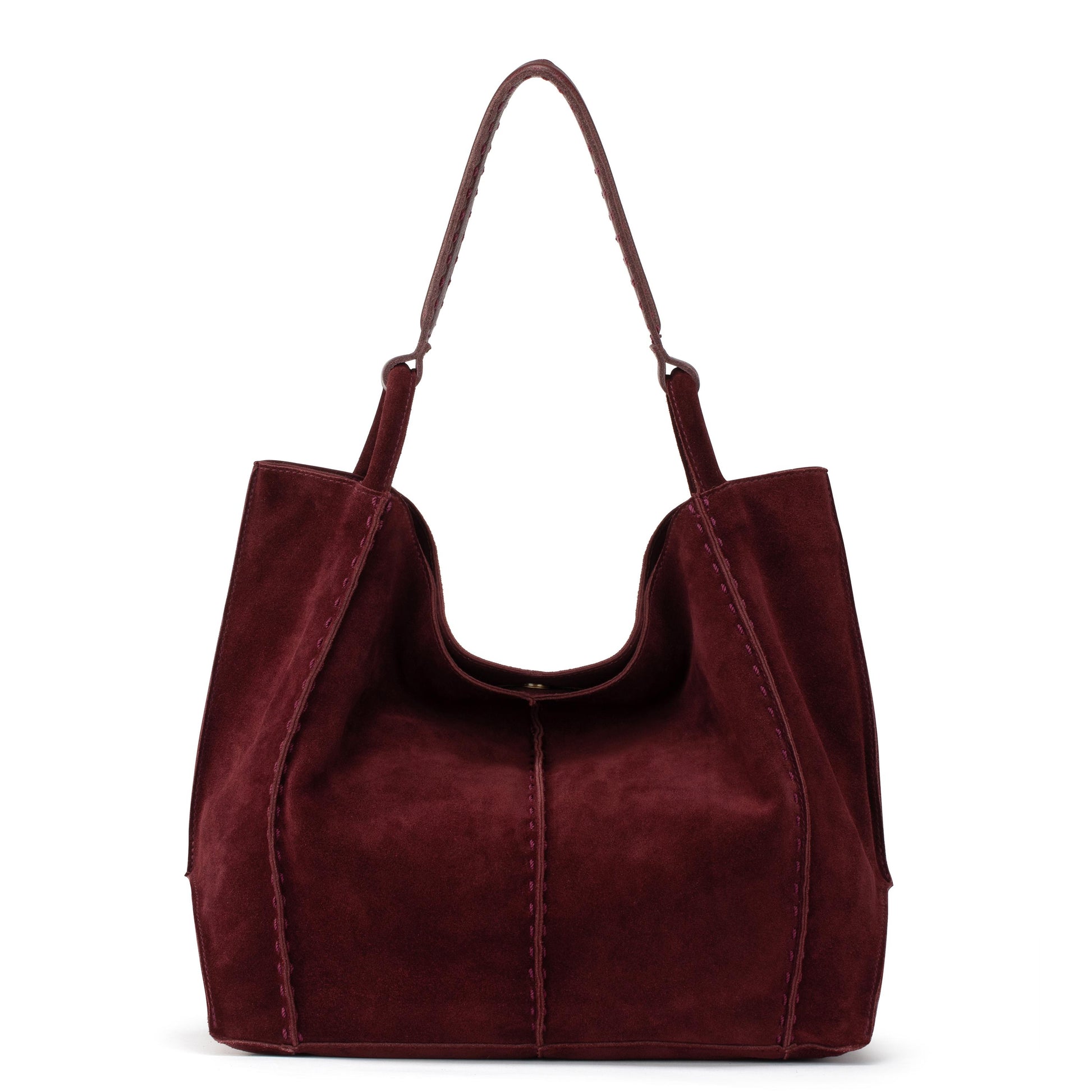 The Sak Los Feliz Slouchy Large Tote Leather - Black Cherry Suede