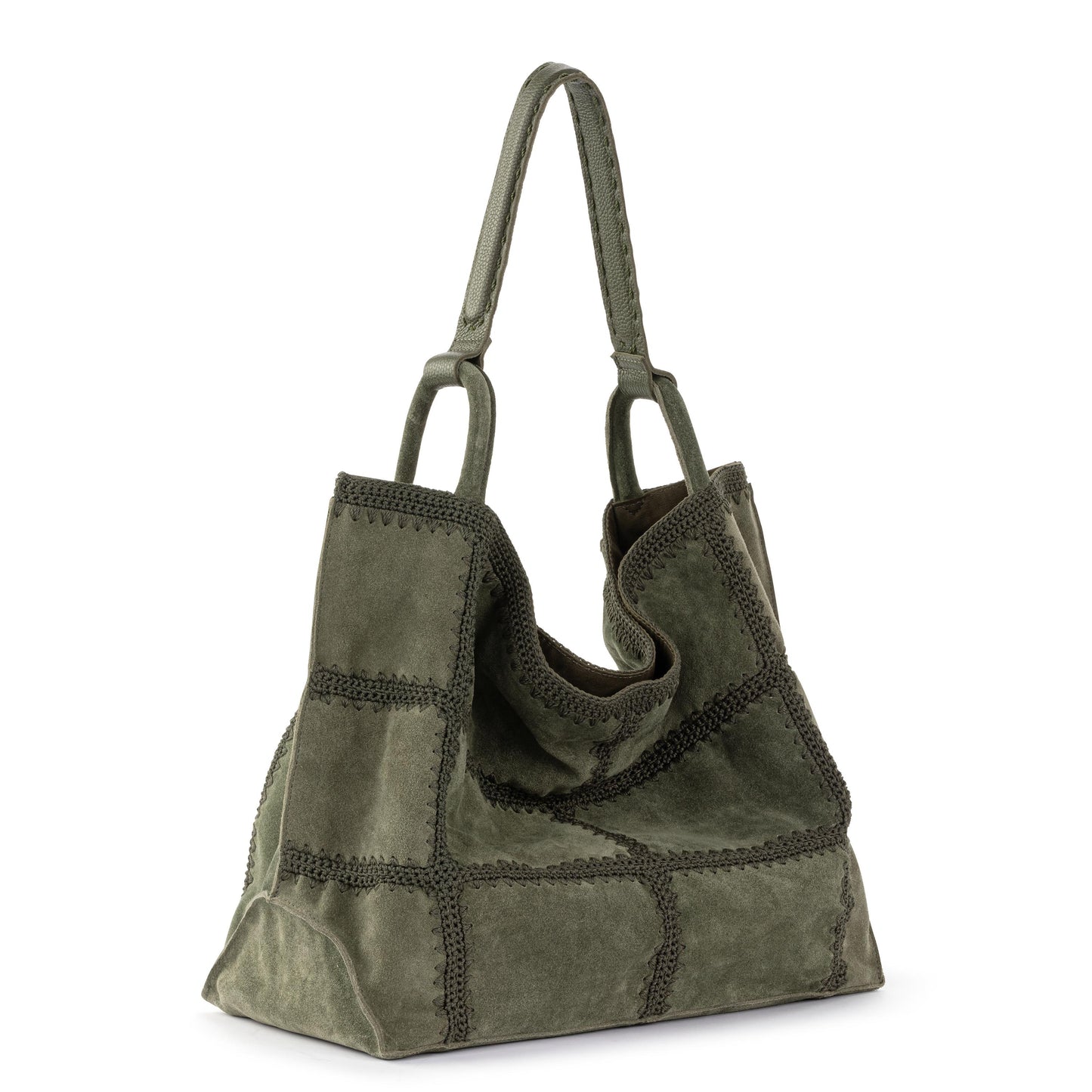 The Sak Los Feliz Slouchy Large Tote Leather - Moss Suede Patch