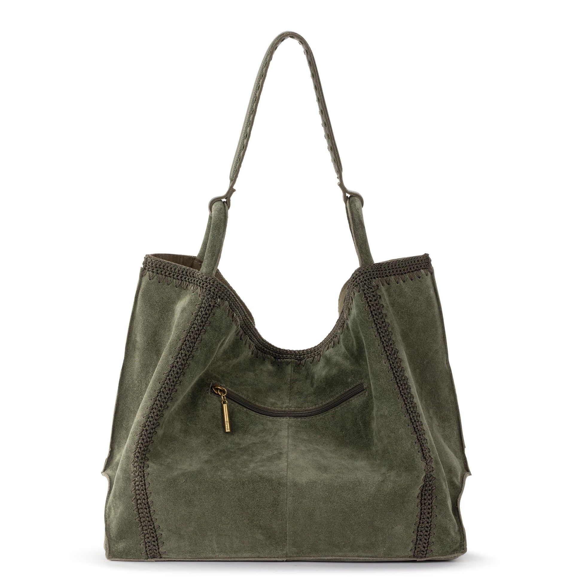 The Sak Los Feliz Slouchy Large Tote Leather - Moss Suede Patch