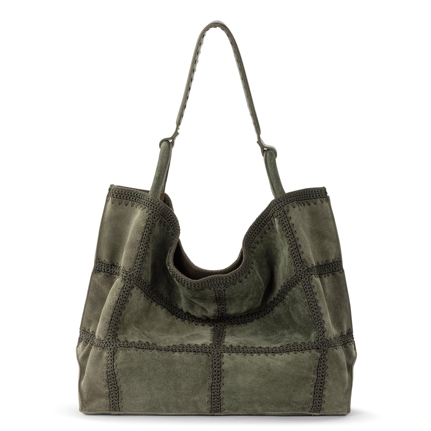 The Sak Los Feliz Slouchy Large Tote Leather - Moss Suede Patch