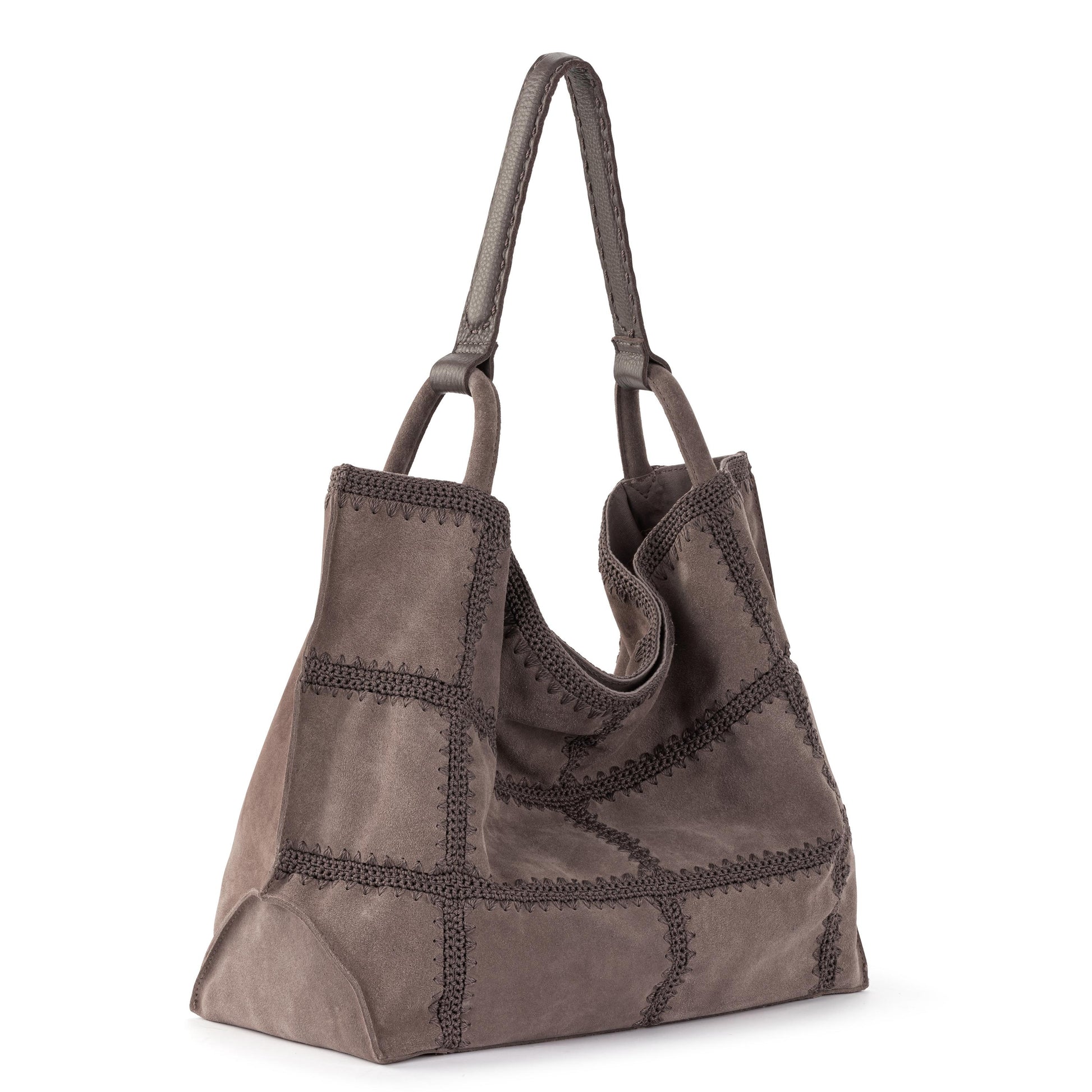 The Sak Los Feliz Slouchy Large Tote Leather - Mushroom Suede Patch