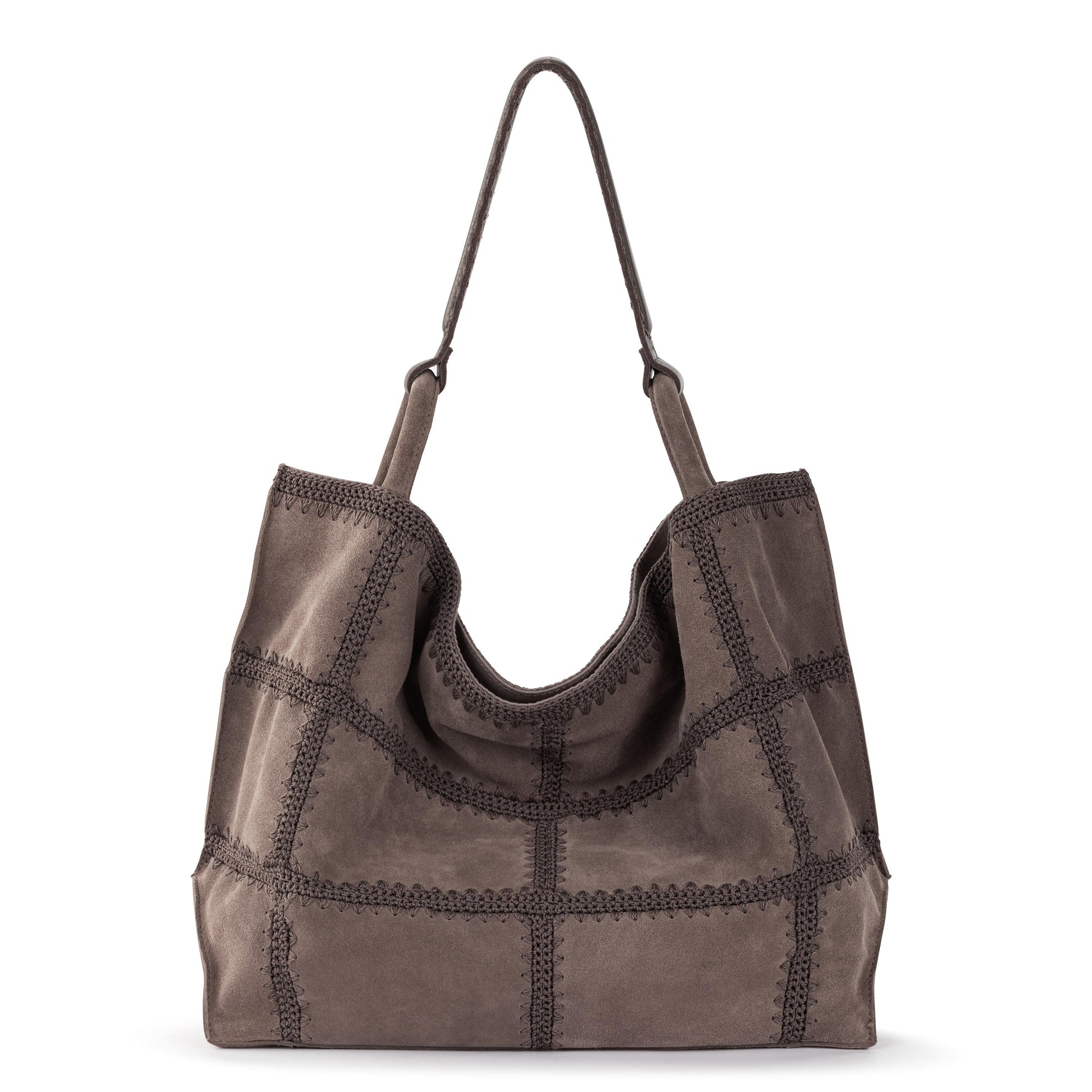 The Sak Los Feliz Slouchy Large Tote Leather - Mushroom Suede Patch