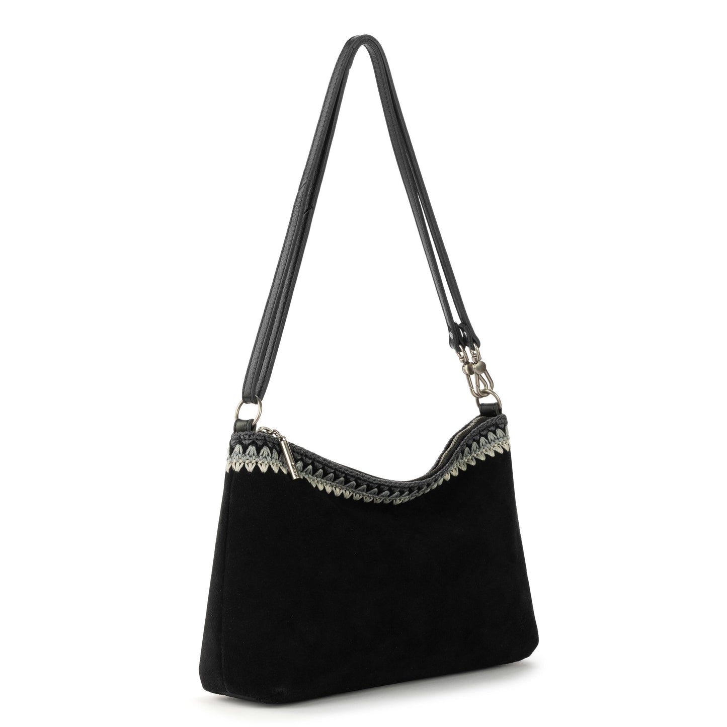 The Sak Lumi Crossbody Leather - Black Suede Blanket Stitch