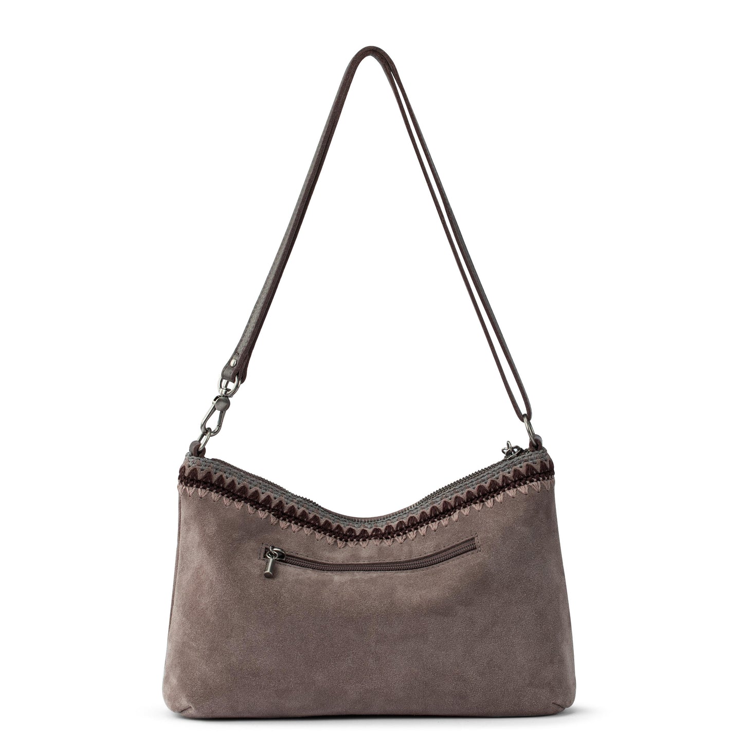 The Sak Lumi Crossbody Leather - Mushroom Suede Blanket Stitch