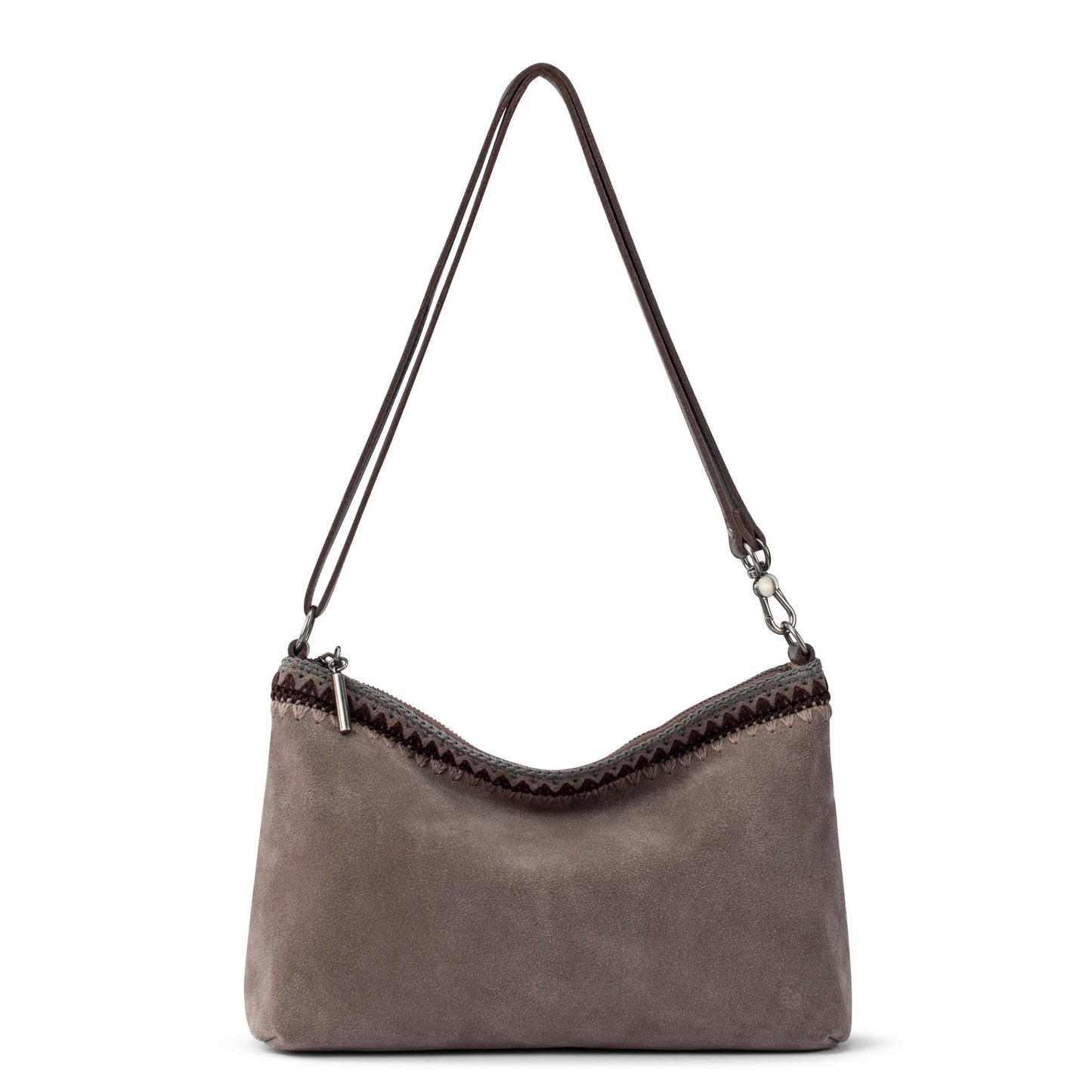 The Sak Lumi Crossbody Leather - Mushroom Suede Blanket Stitch