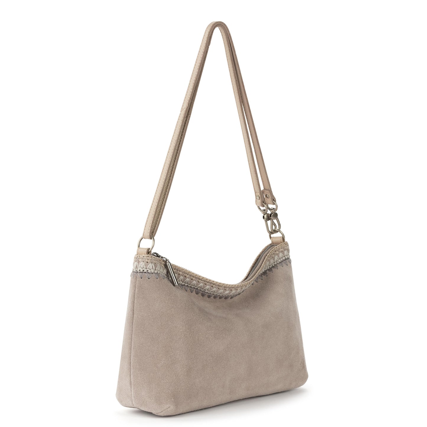 The Sak Lumi Crossbody Leather - Sand Suede Blanket Stitch