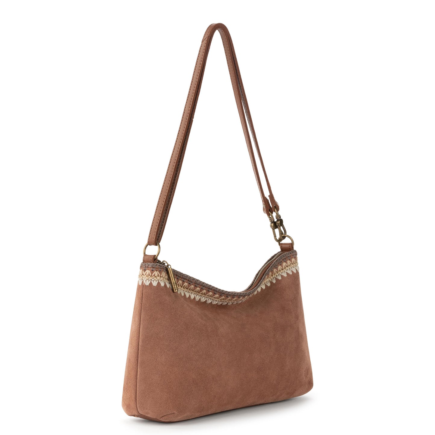 The Sak Lumi Crossbody Leather - Tobacco Suede Blanket Stitch