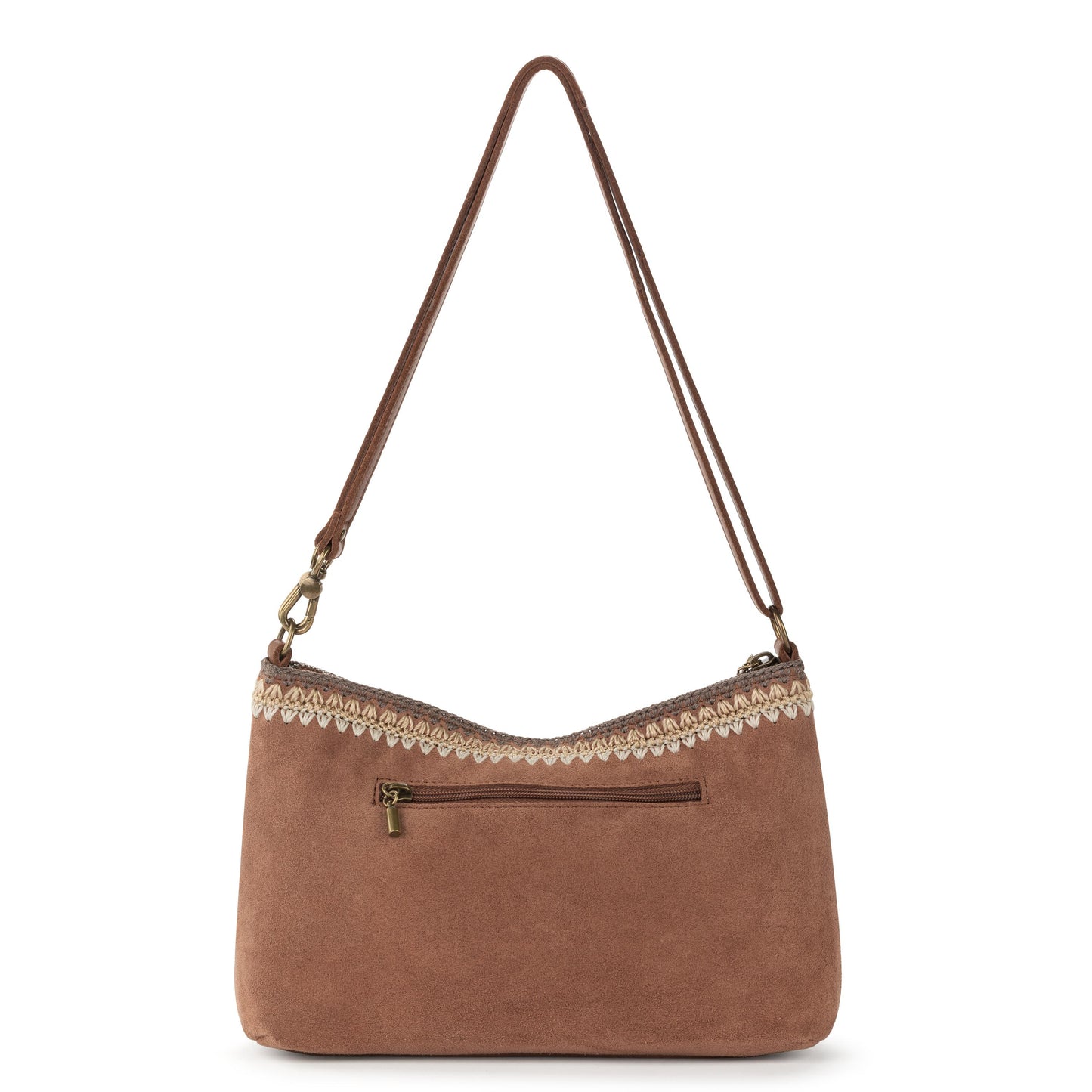 The Sak Lumi Crossbody Leather - Tobacco Suede Blanket Stitch