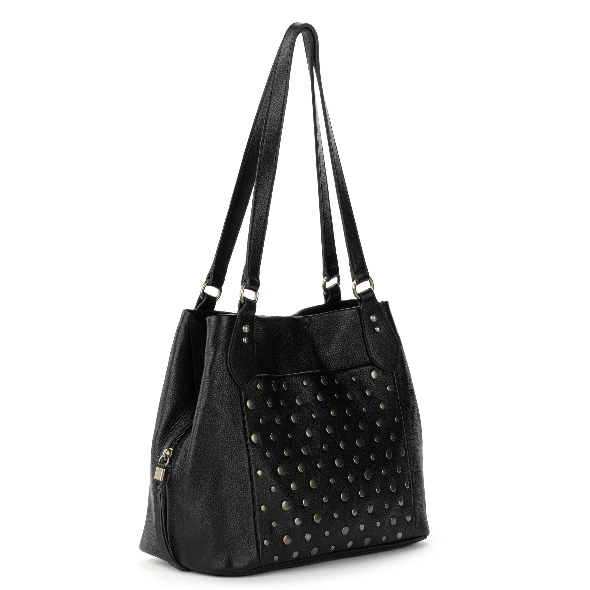The Sak Melrose Satchel Leather - Black Silver Stud