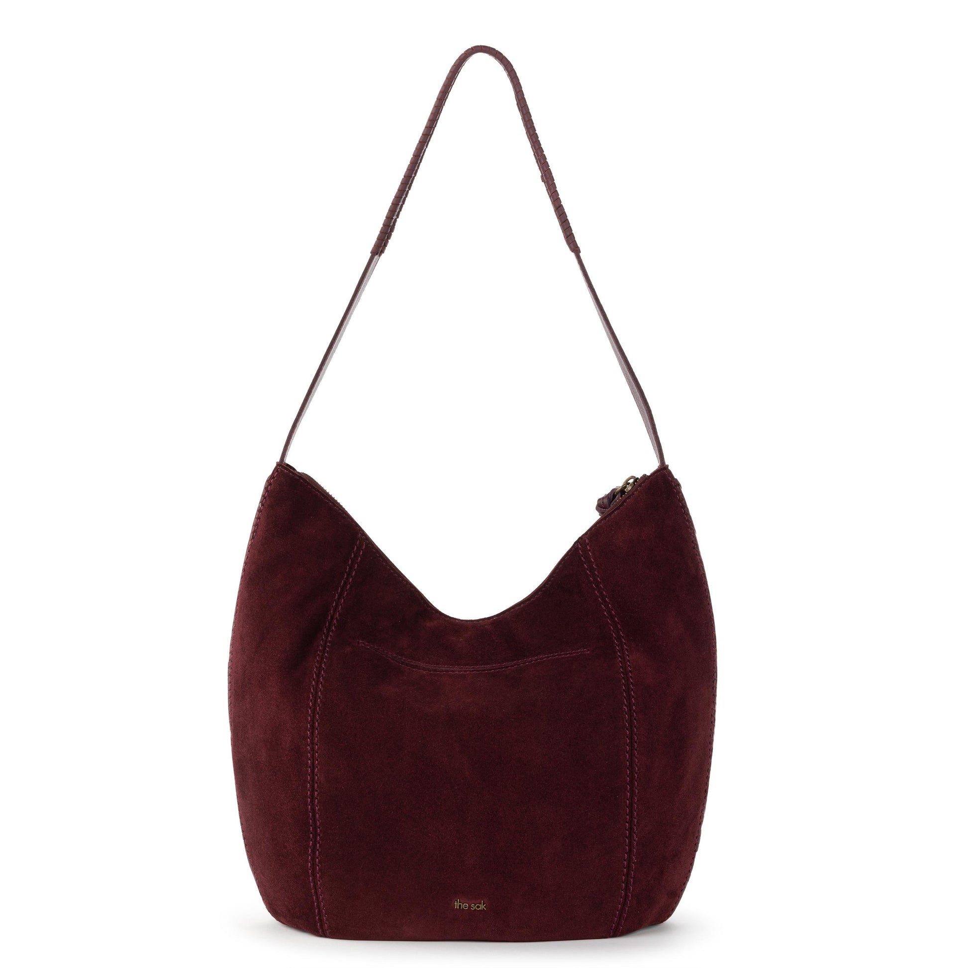 The Sak Sequoia Hobo Leather - Black Cherry Suede Terra Stitch