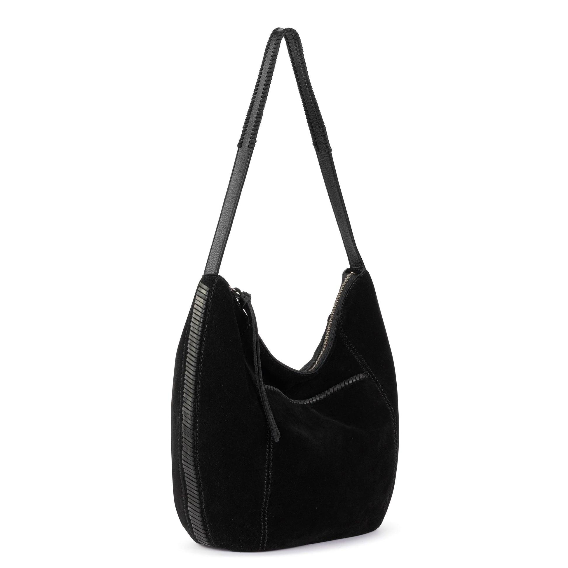 The Sak Sequoia Hobo Leather - Black Suede Terra Stitch