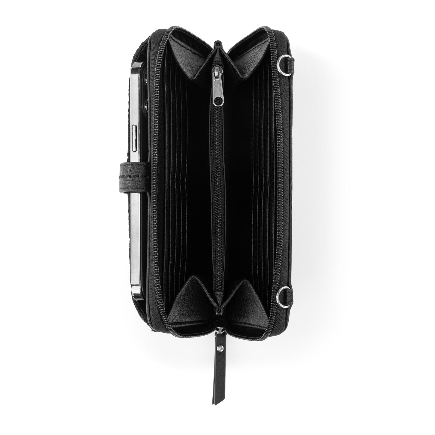 The Sak Iris Large Smartphone Crossbody Crochet - Black Cozy Weave