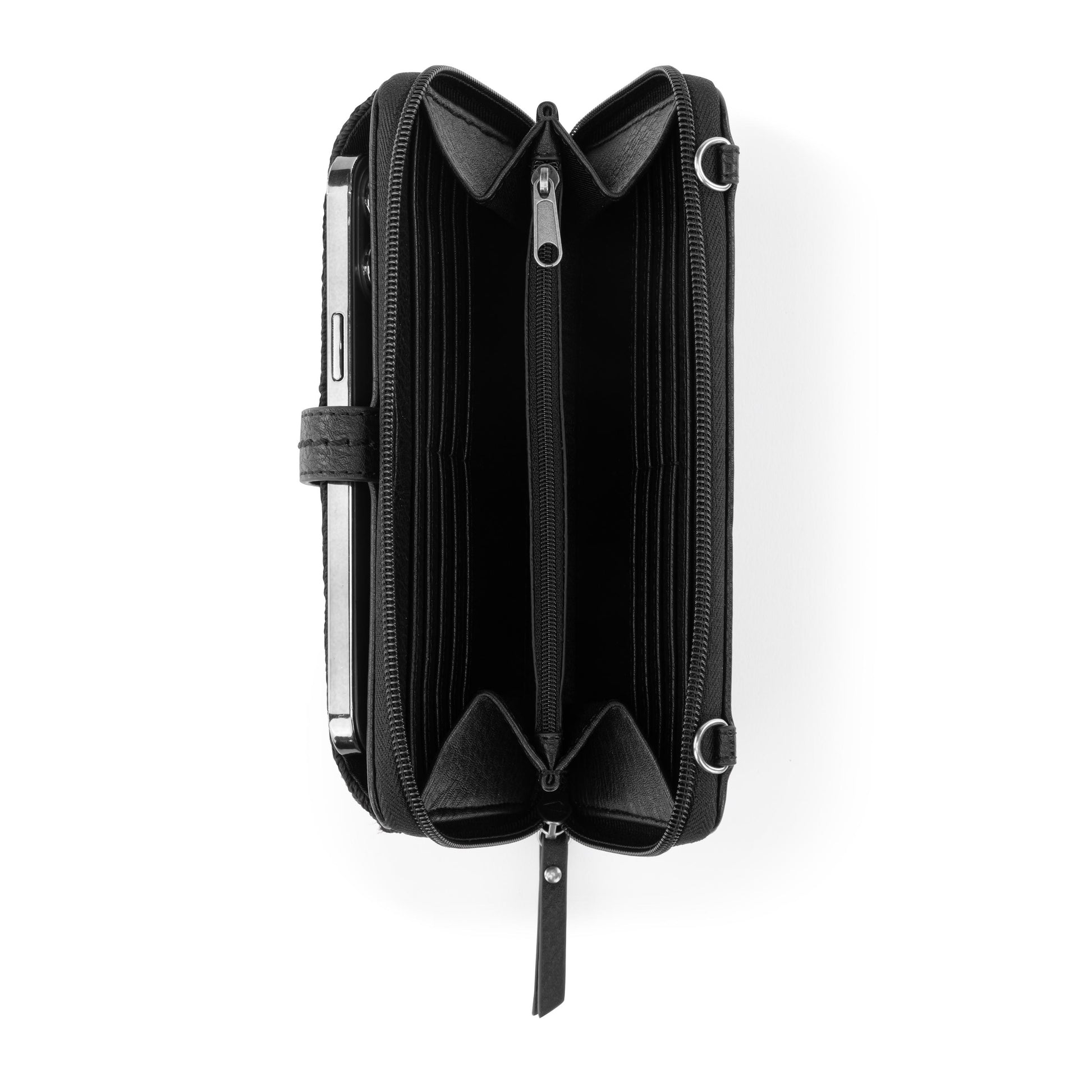 The Sak Iris Large Smartphone Crossbody Crochet - Black Cozy Weave