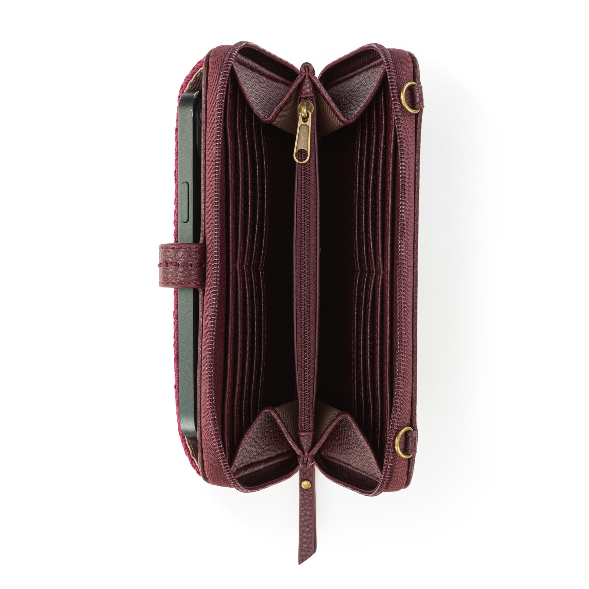 The Sak Iris Large Smartphone Crossbody Crochet - Black Cherry Cozy Weave