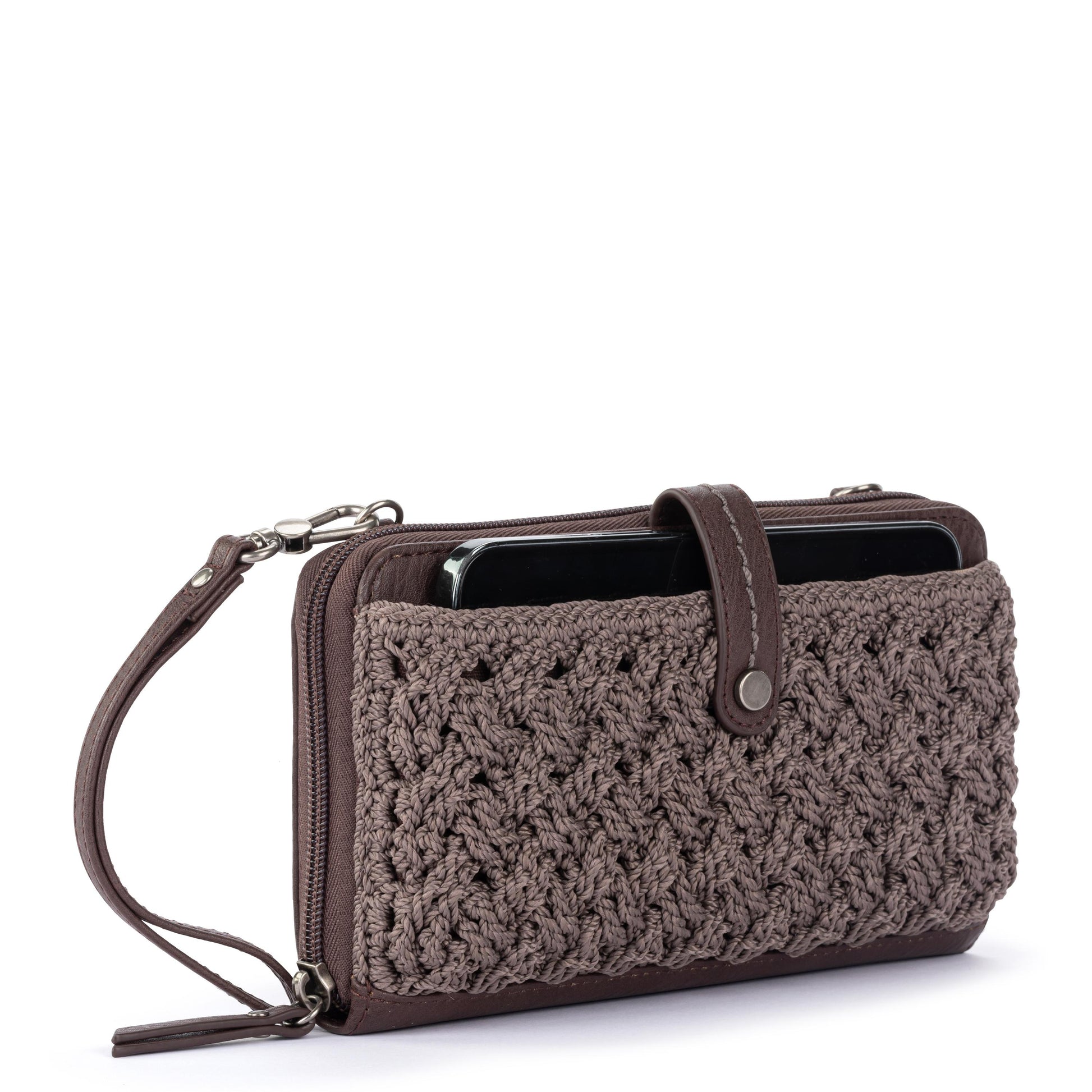 The Sak Iris Large Smartphone Crossbody Crochet - Mushroom Cozy Weave