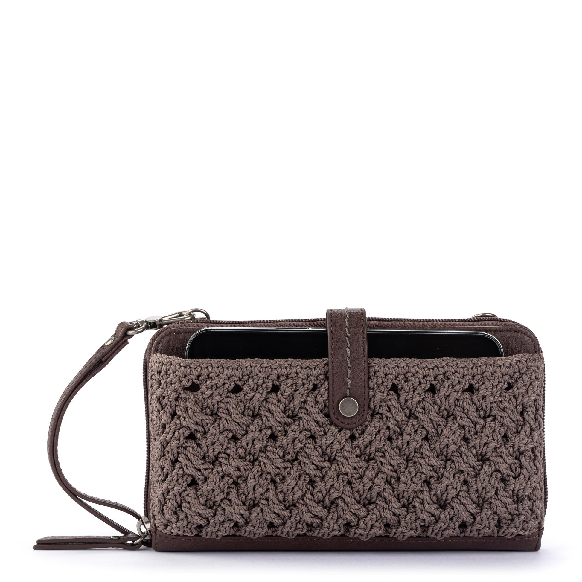 The Sak Iris Large Smartphone Crossbody Crochet - Mushroom Cozy Weave