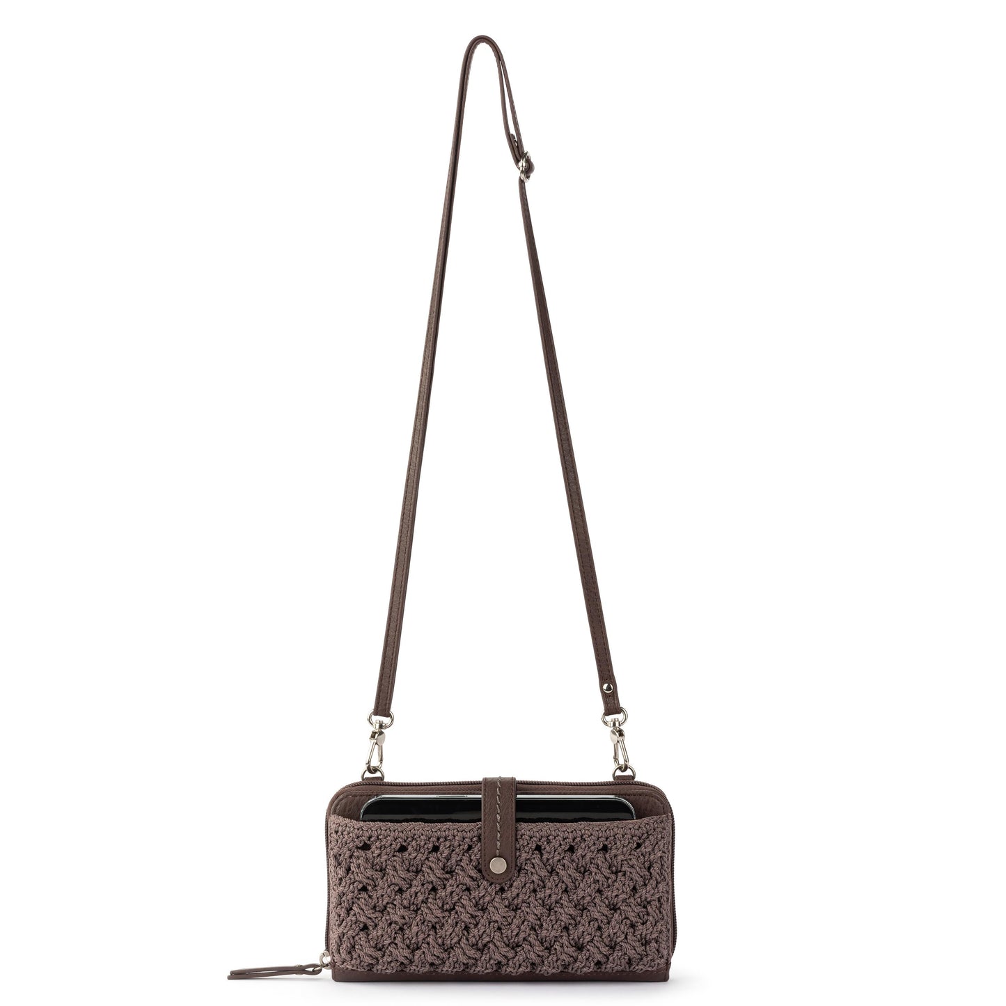 The Sak Iris Large Smartphone Crossbody Crochet - Mushroom Cozy Weave