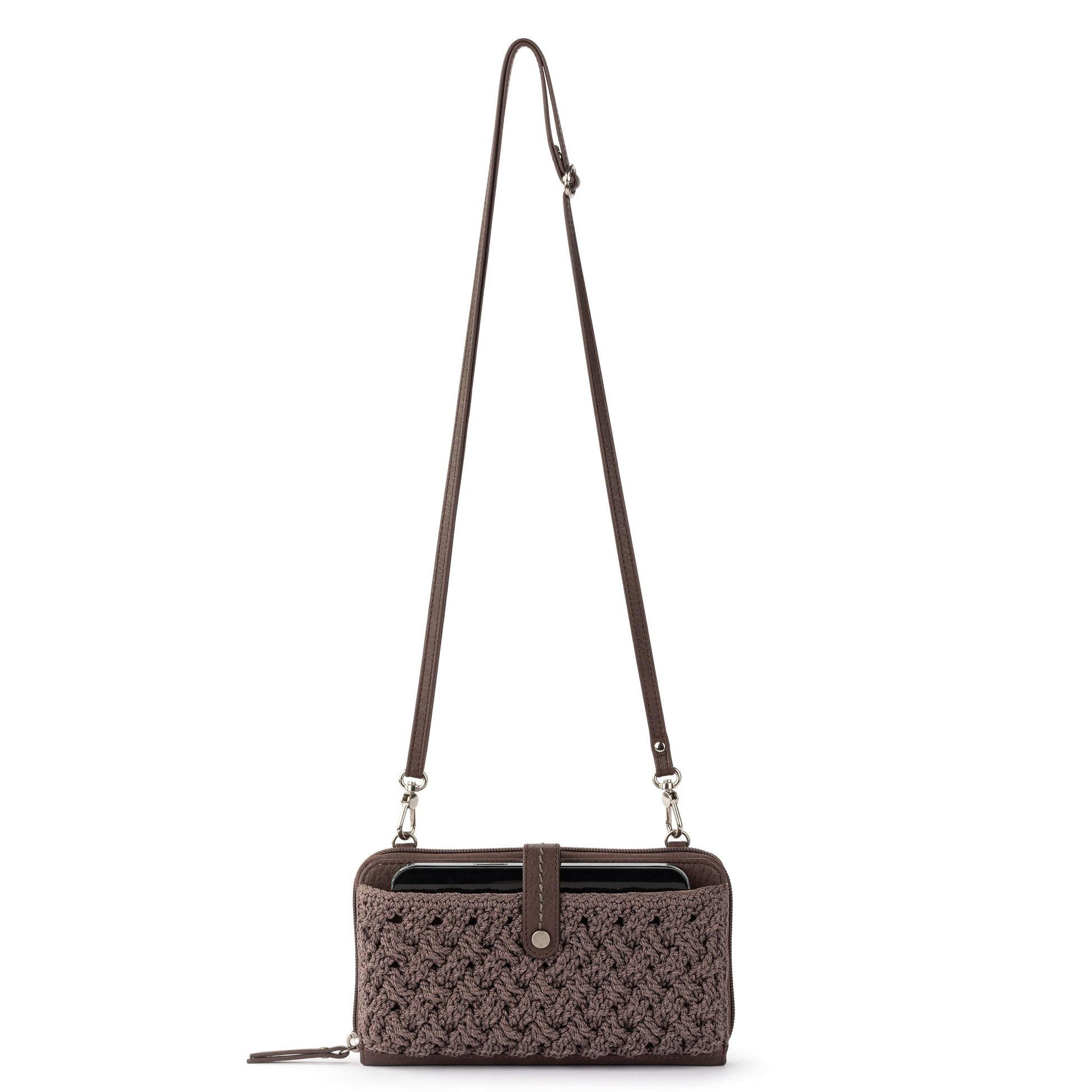 The Sak Iris Large Smartphone Crossbody Crochet - Mushroom Cozy Weave