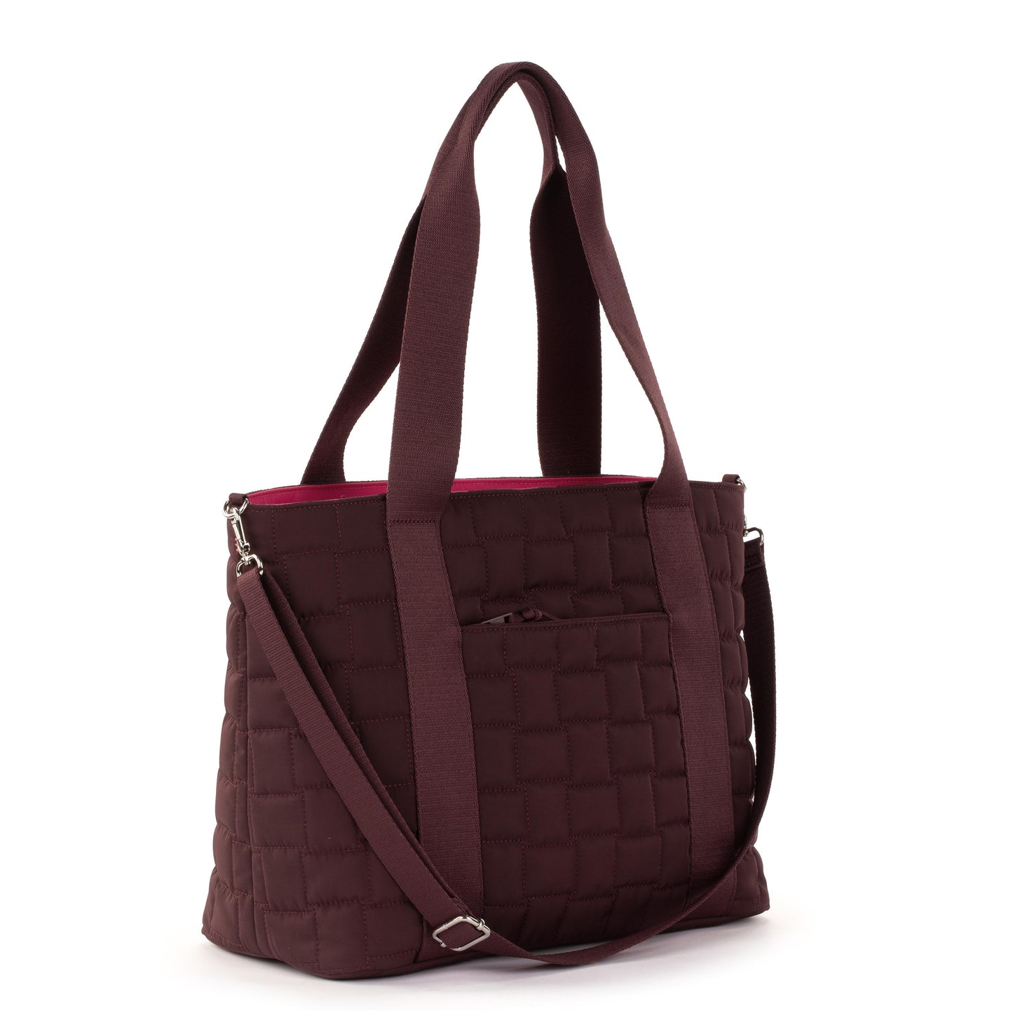 Sakroots Arlo Large Tote EcoTwill - Black Cherry Woven Quilted