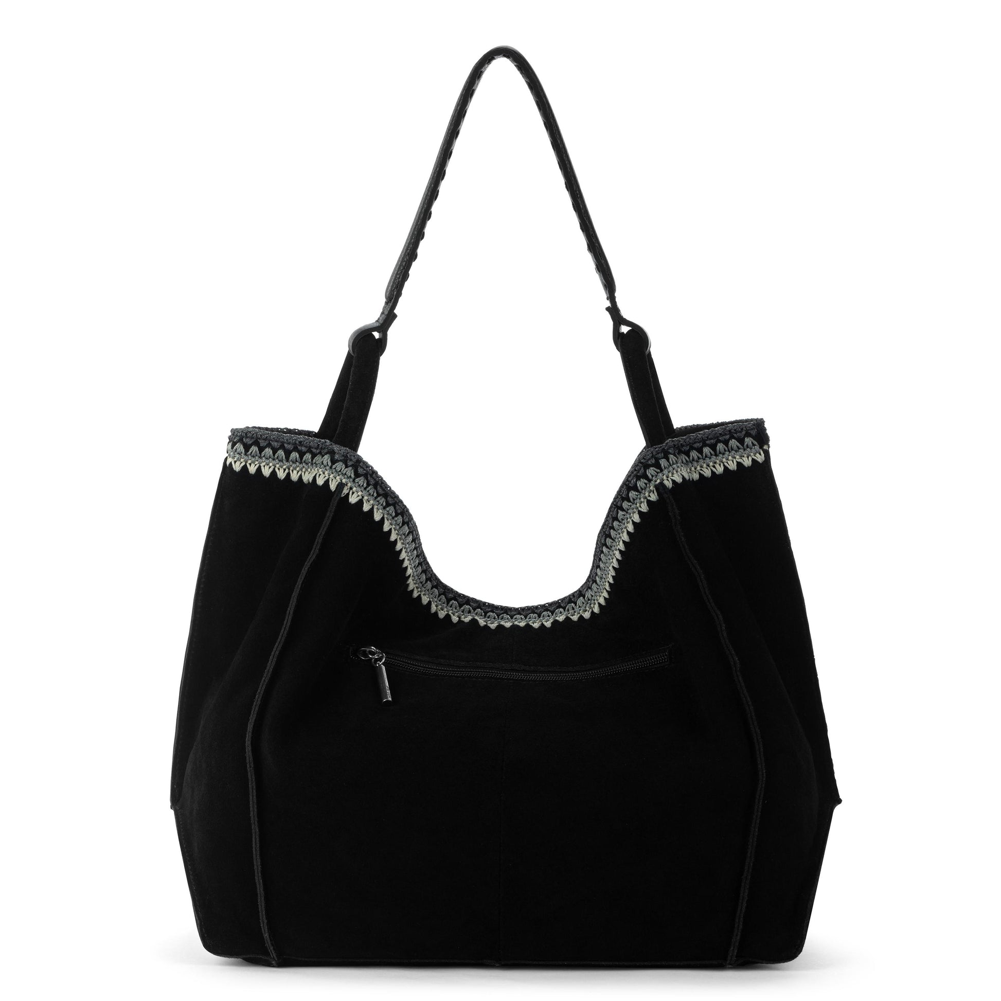 The Sak Los Feliz Slouchy Large Tote Leather - Black Suede Blanket Stitch
