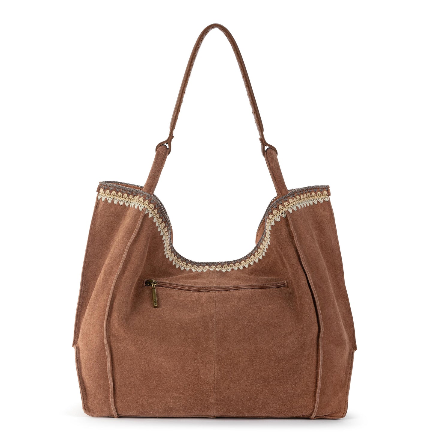 The Sak Los Feliz Slouchy Large Tote Leather - Tobacco Suede Blanket Stitch
