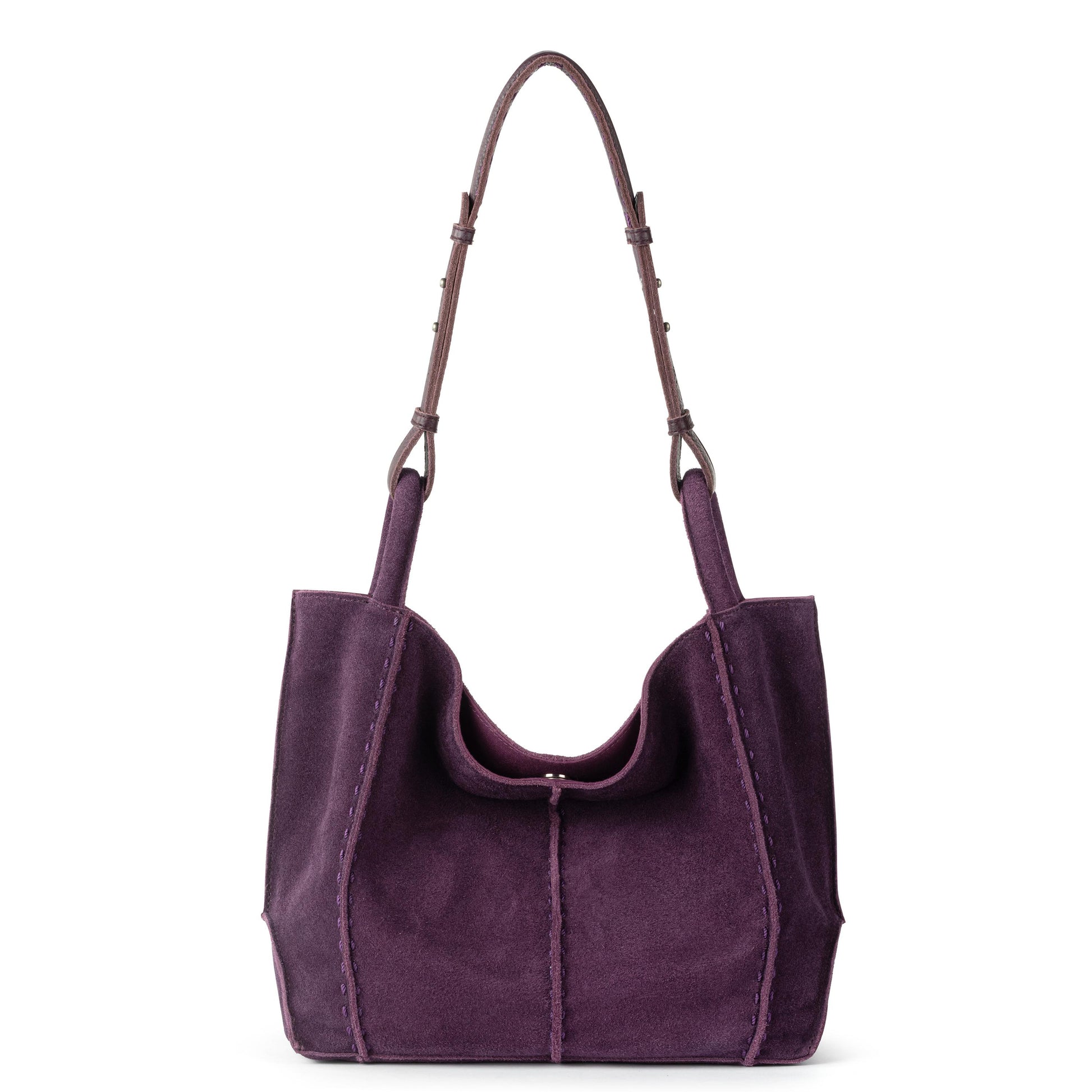 The Sak Los Feliz Med Tote - Leather - Aubergine Suede