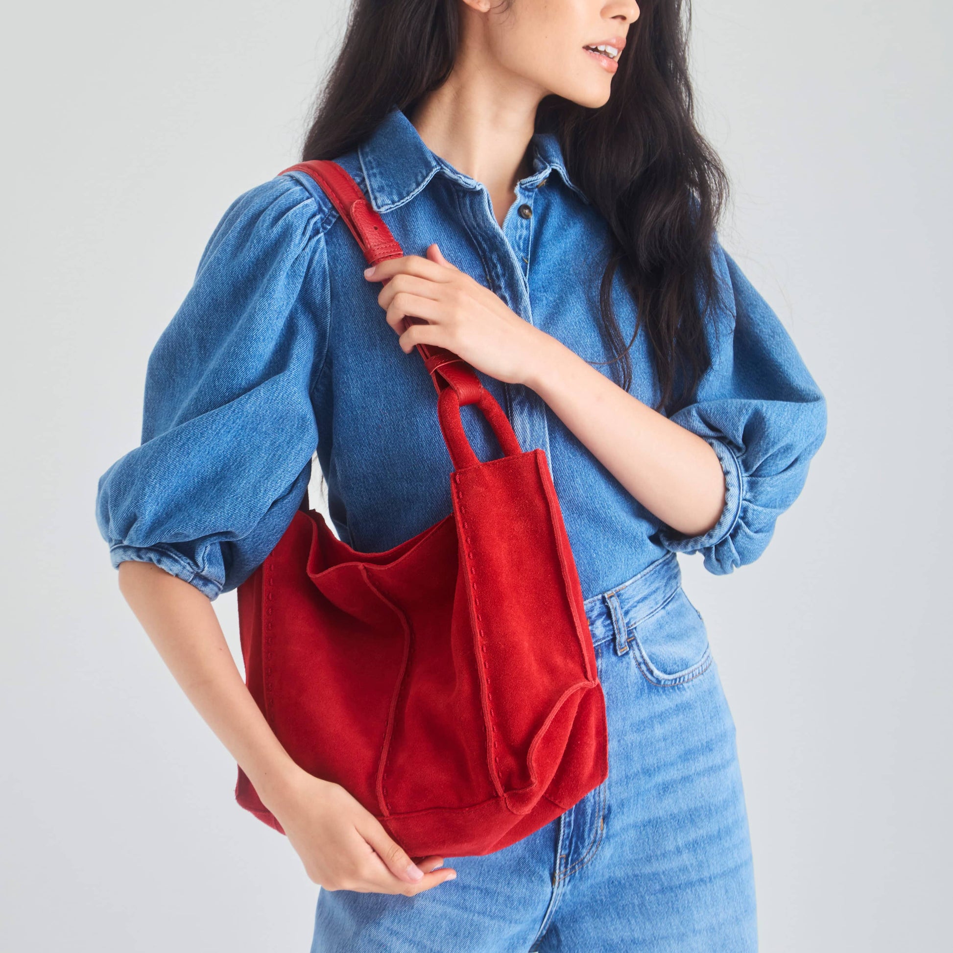 The Sak Los Feliz Med Tote - Leather - Scarlet Suede