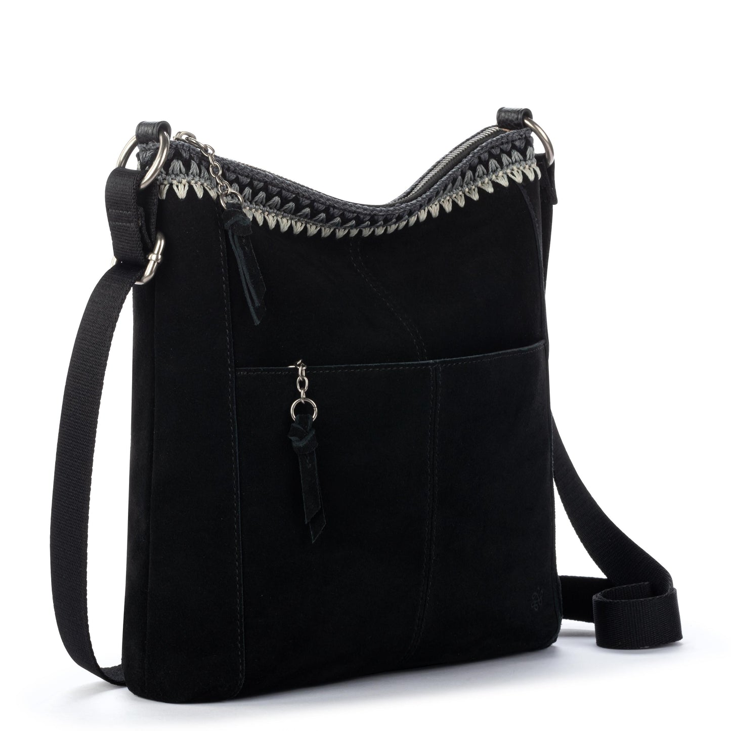 The Sak Lucia Crossbody Leather - Black Suede Blanket Stitch