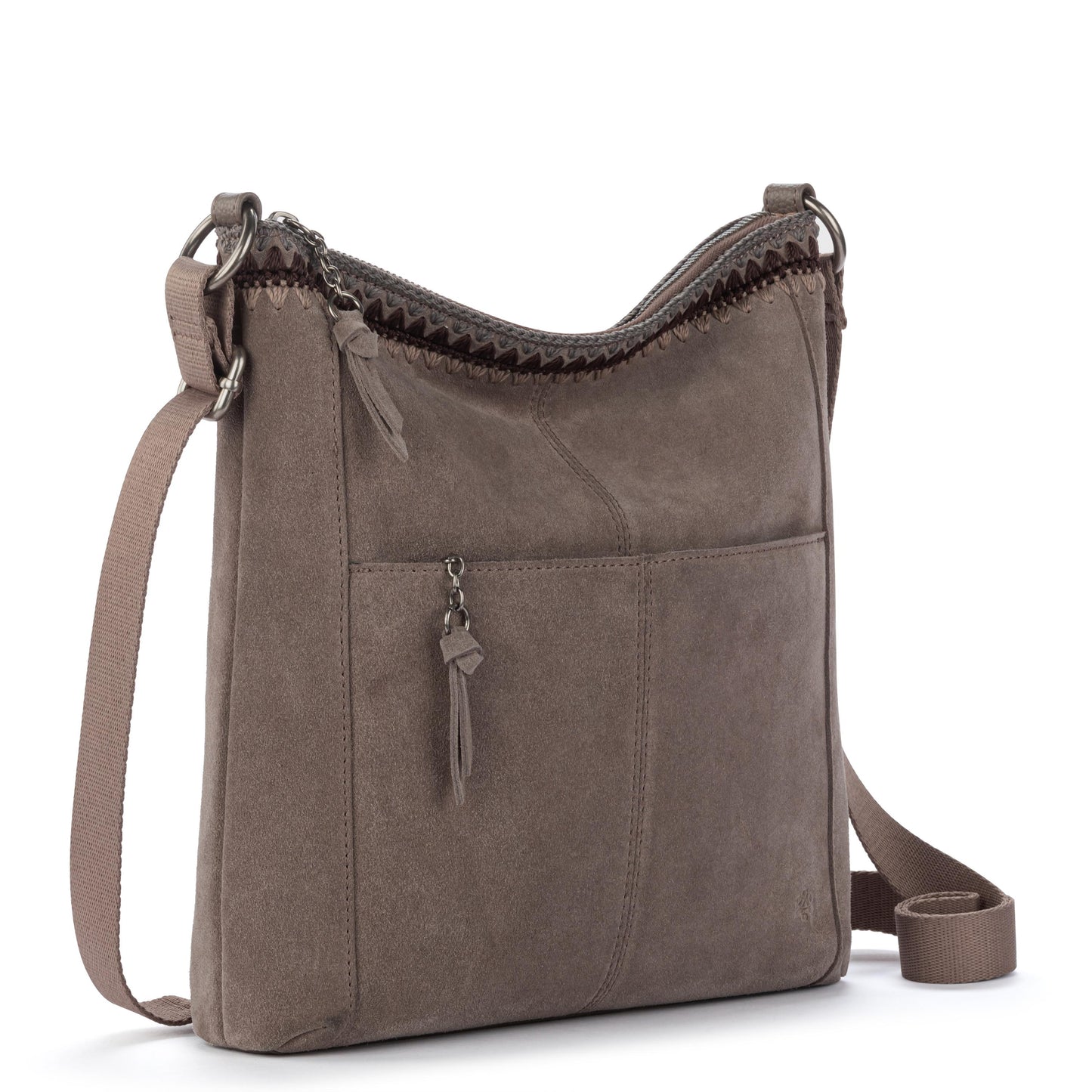 The Sak Lucia Crossbody Leather - Mushroom Suede Blanket Stitch