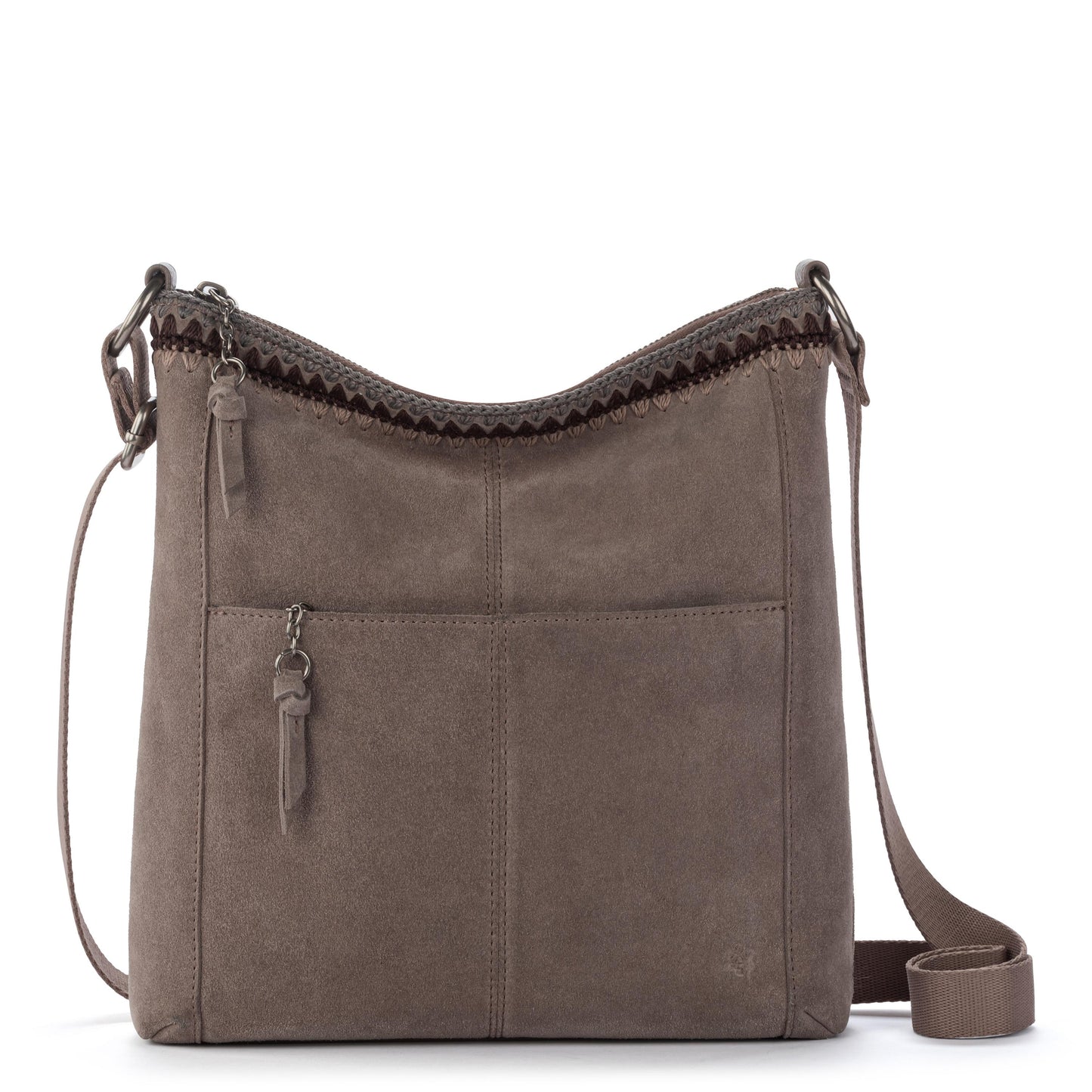 The Sak Lucia Crossbody Leather - Mushroom Suede Blanket Stitch