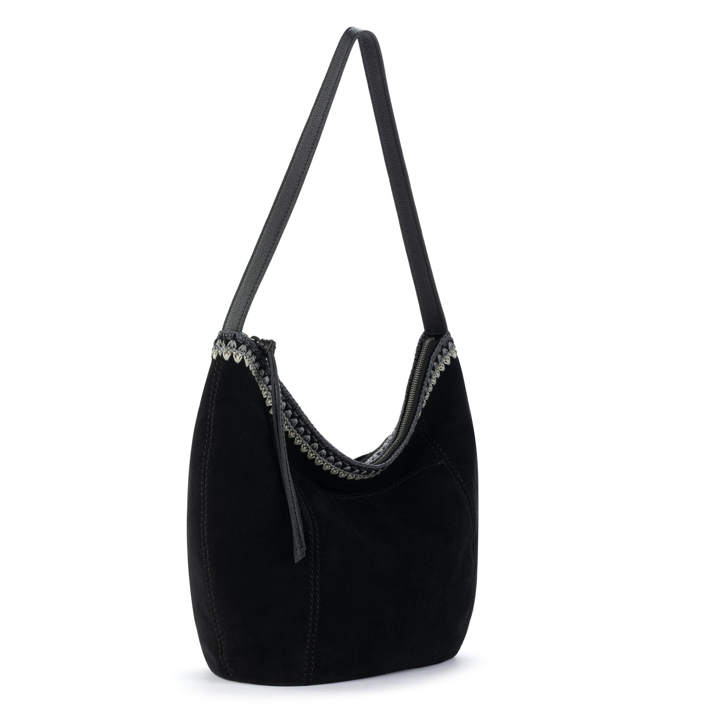 The Sak Sequoia Hobo Leather - Black Suede Blanket Stitch