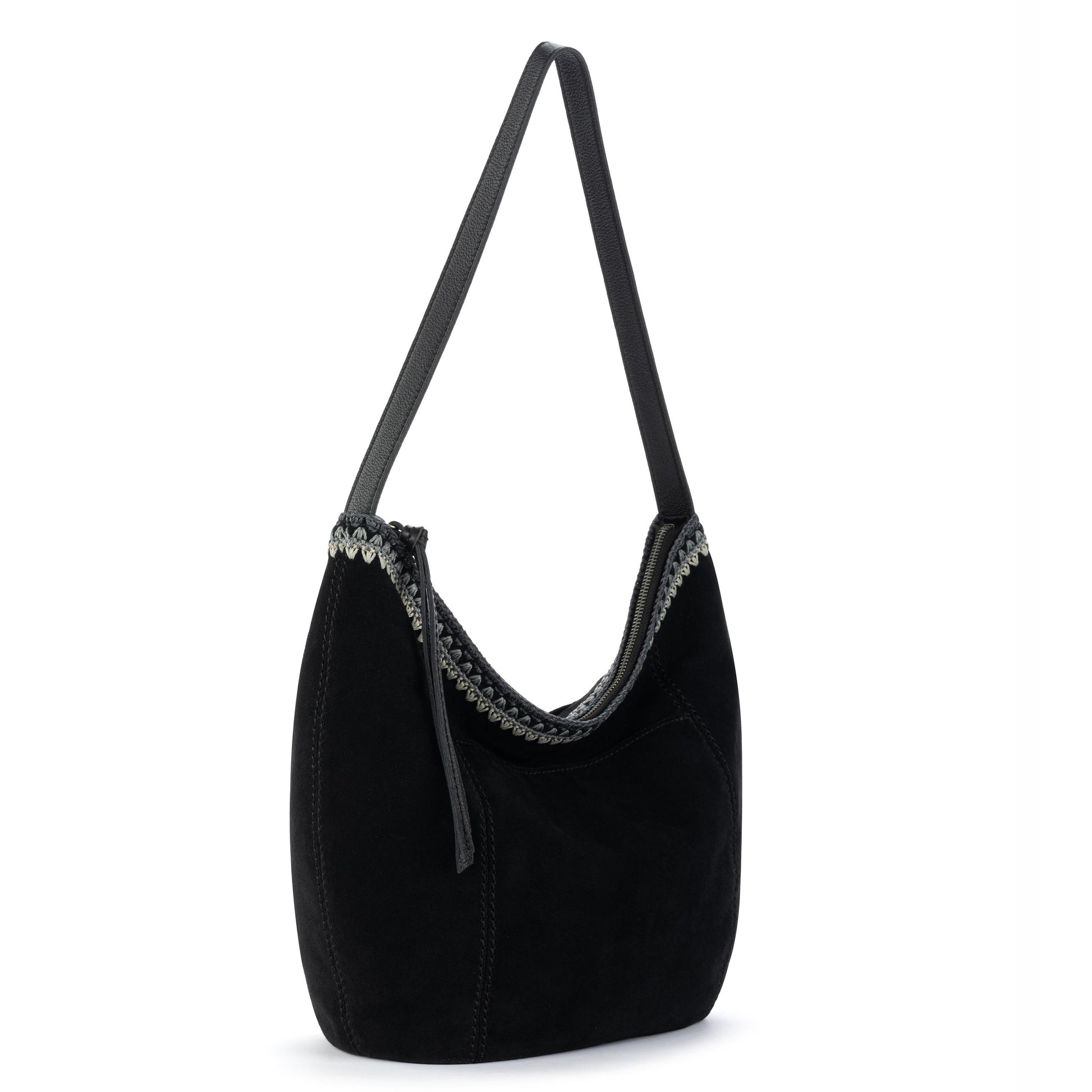 The Sak Sequoia Hobo Leather - Black Suede Blanket Stitch