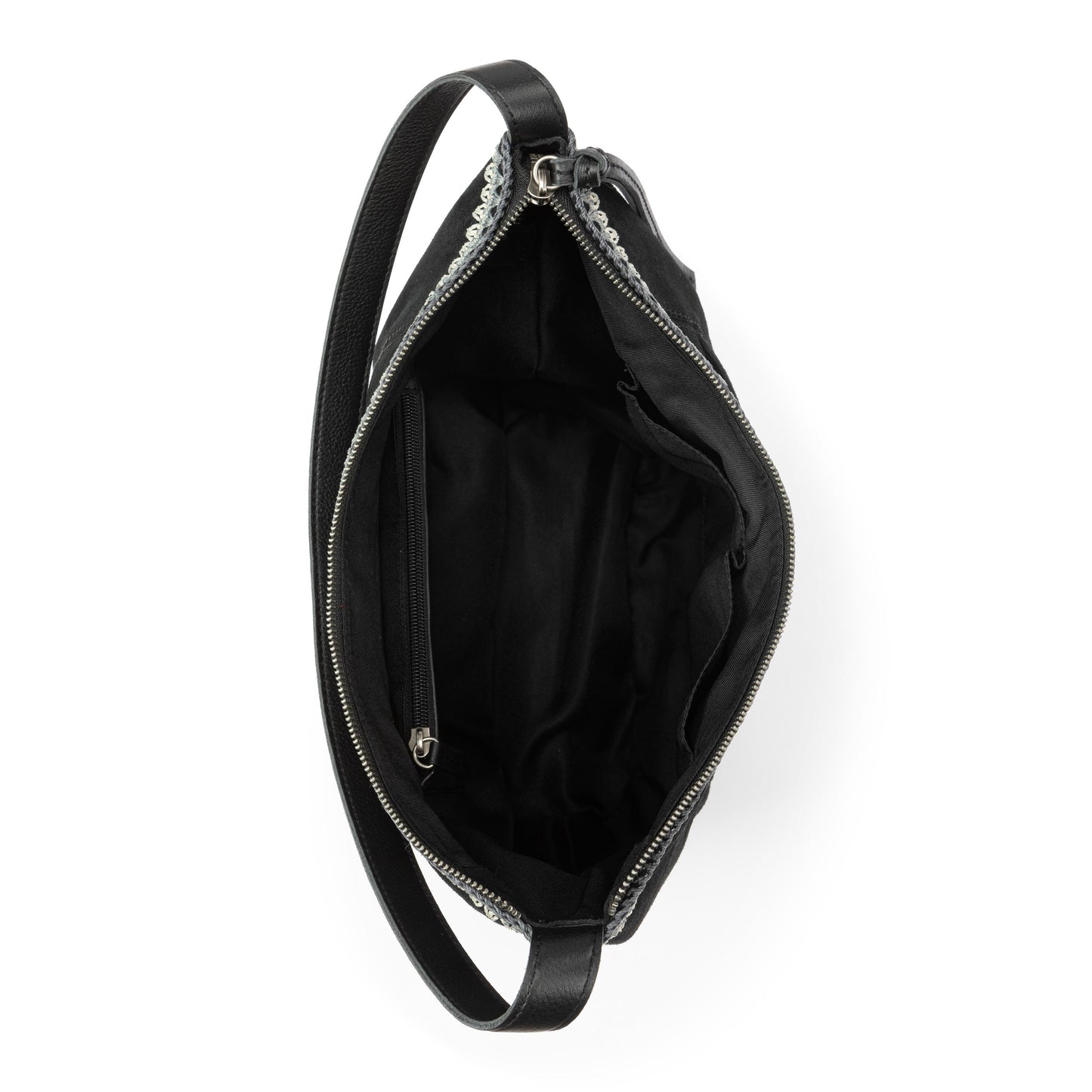 The Sak Sequoia Hobo Leather - Black Suede Blanket Stitch