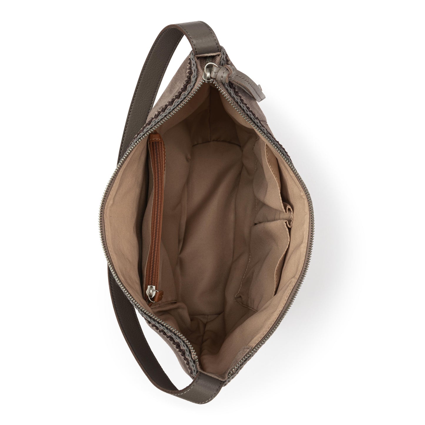 The Sak Sequoia Hobo Leather - Mushroom Suede Blanket Stitch