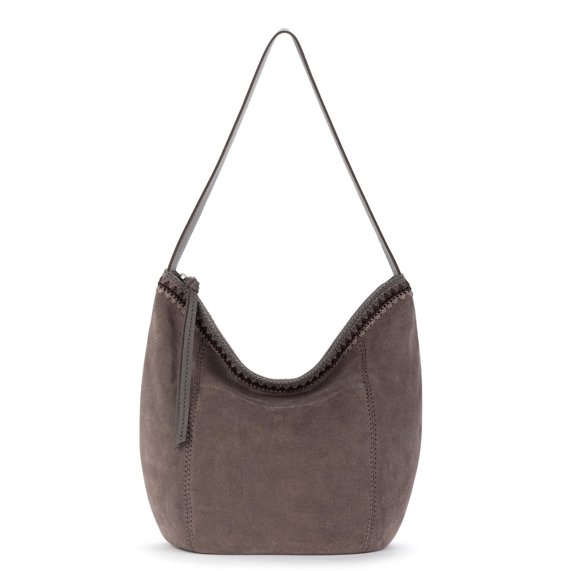 The Sak Sequoia Hobo Leather - Mushroom Suede Blanket Stitch
