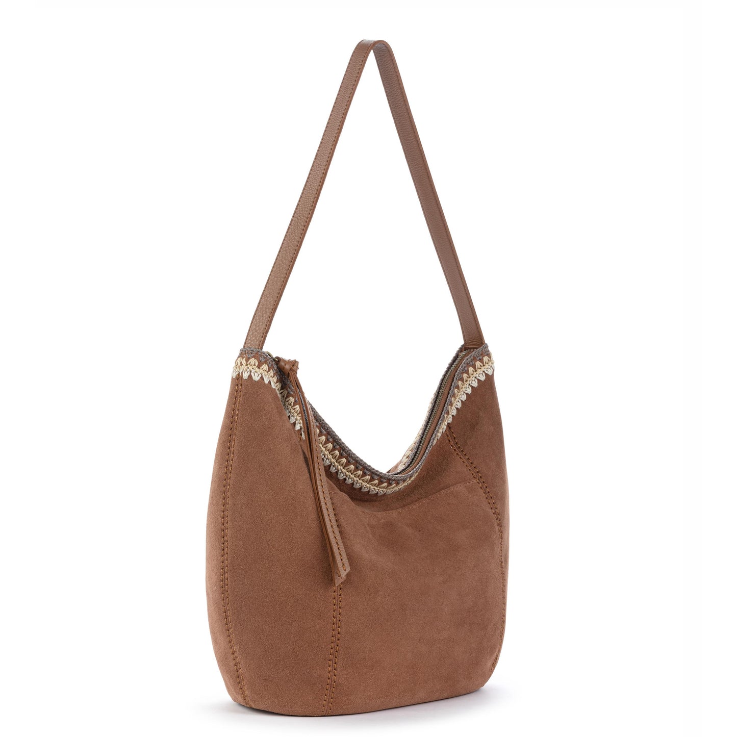 The Sak Sequoia Hobo Leather - Tobacco Suede Blanket Stitch