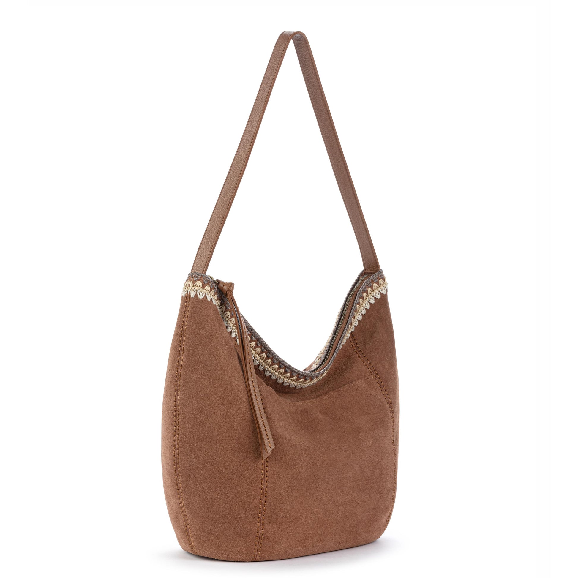 The Sak Sequoia Hobo Leather - Tobacco Suede Blanket Stitch