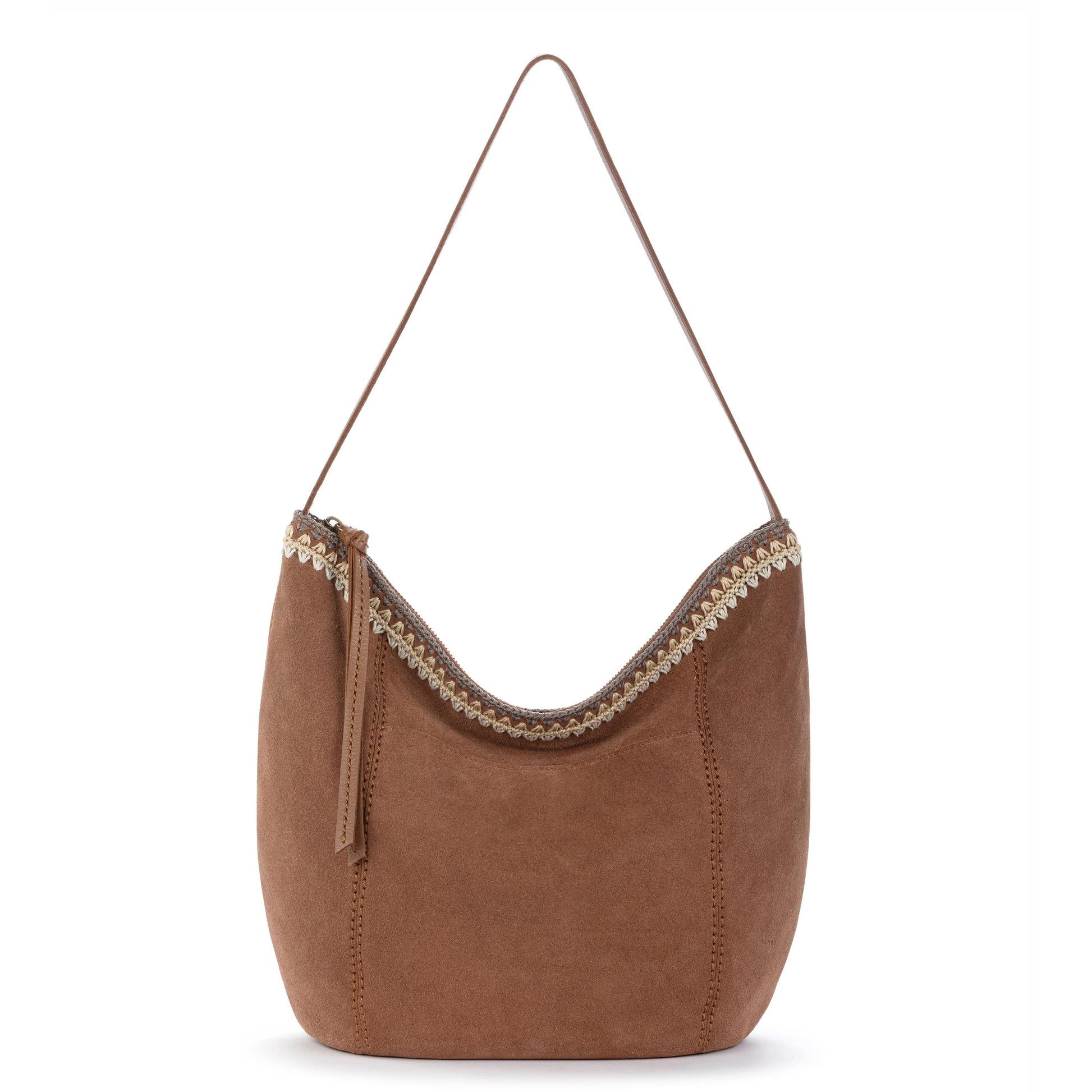 The Sak Sequoia Hobo Leather - Tobacco Suede Blanket Stitch