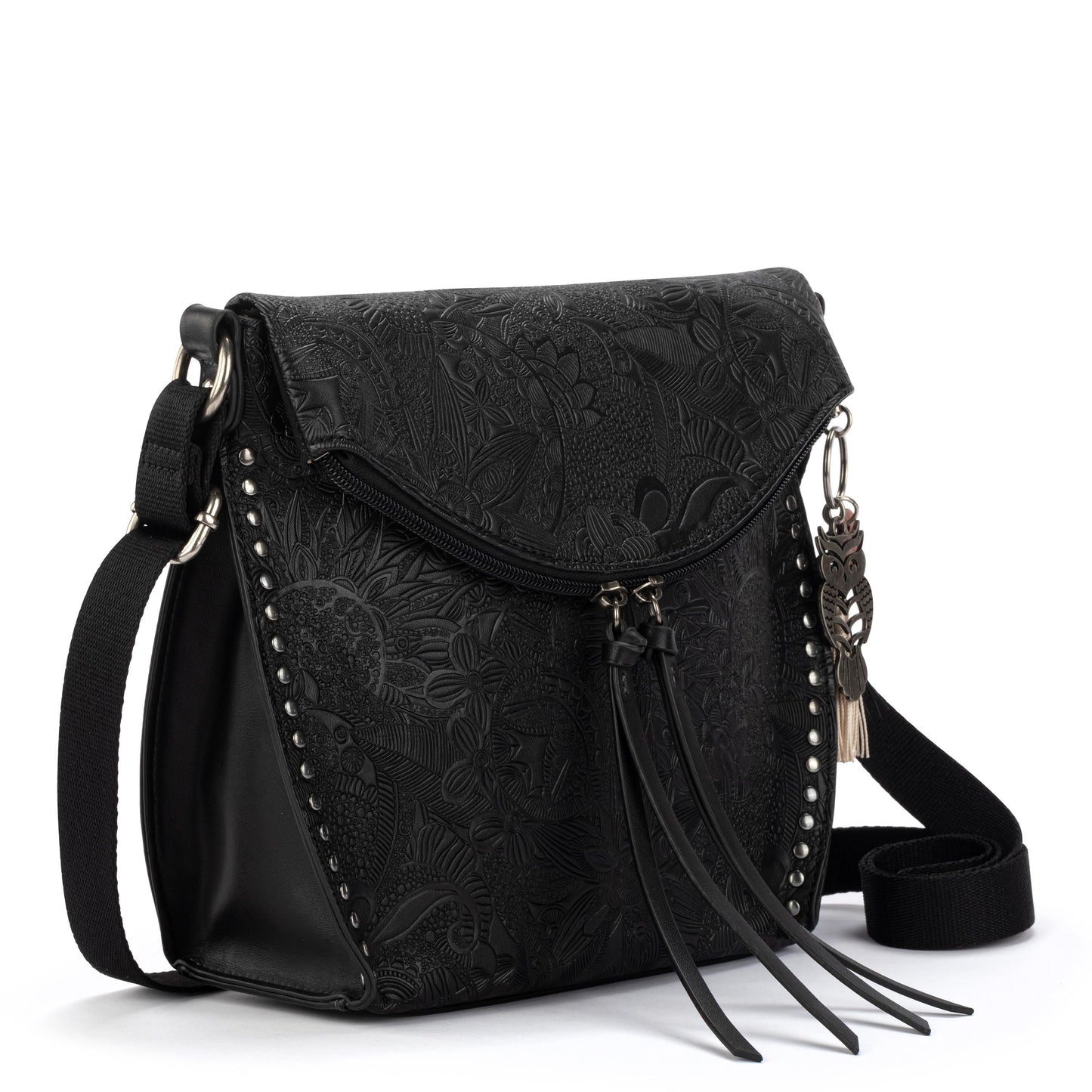 Sakroots Arcadia Recycled Flap Crossbody Vegan Leather - Black