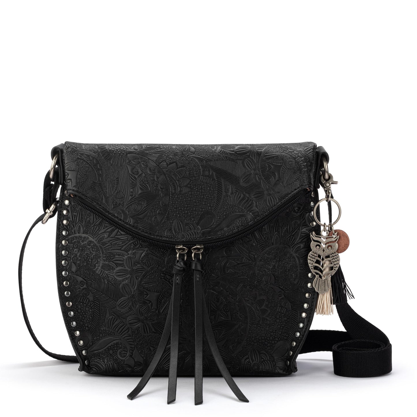 Sakroots Arcadia Recycled Flap Crossbody Vegan Leather - Black