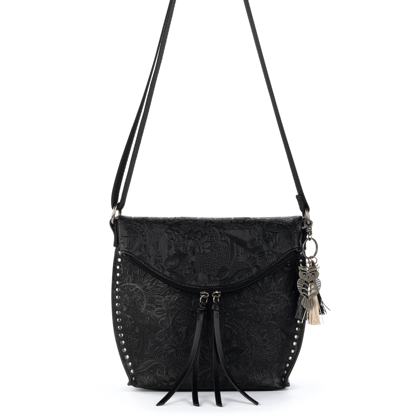 Sakroots Arcadia Recycled Flap Crossbody Vegan Leather - Black